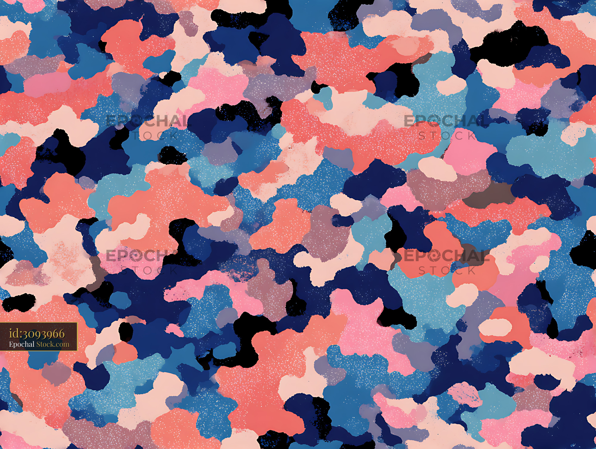 Artistic Navy and Coral Camo Seamless Pattern - stock photo