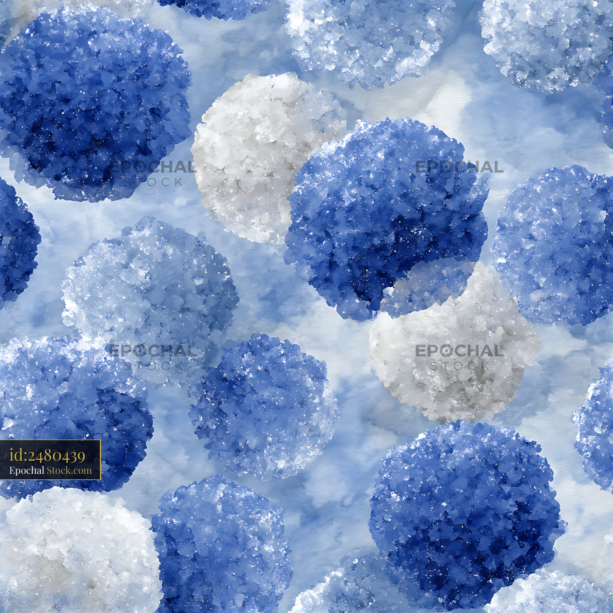 Cobalt Blue Crystalline Pom Pom Seamless Pattern - stock photo
