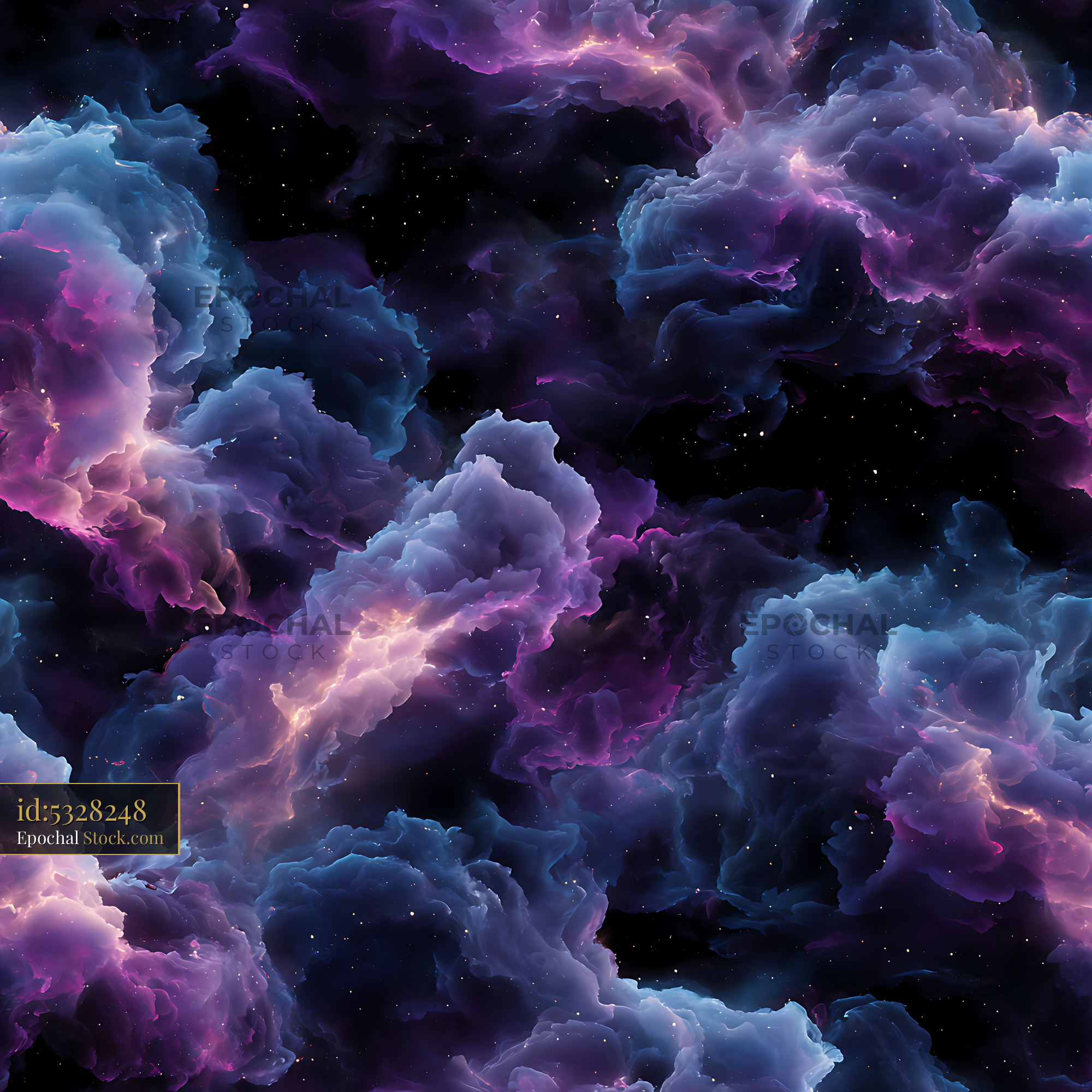 Purple Celestial Nebula Galaxy Seamless Pattern - stock photo