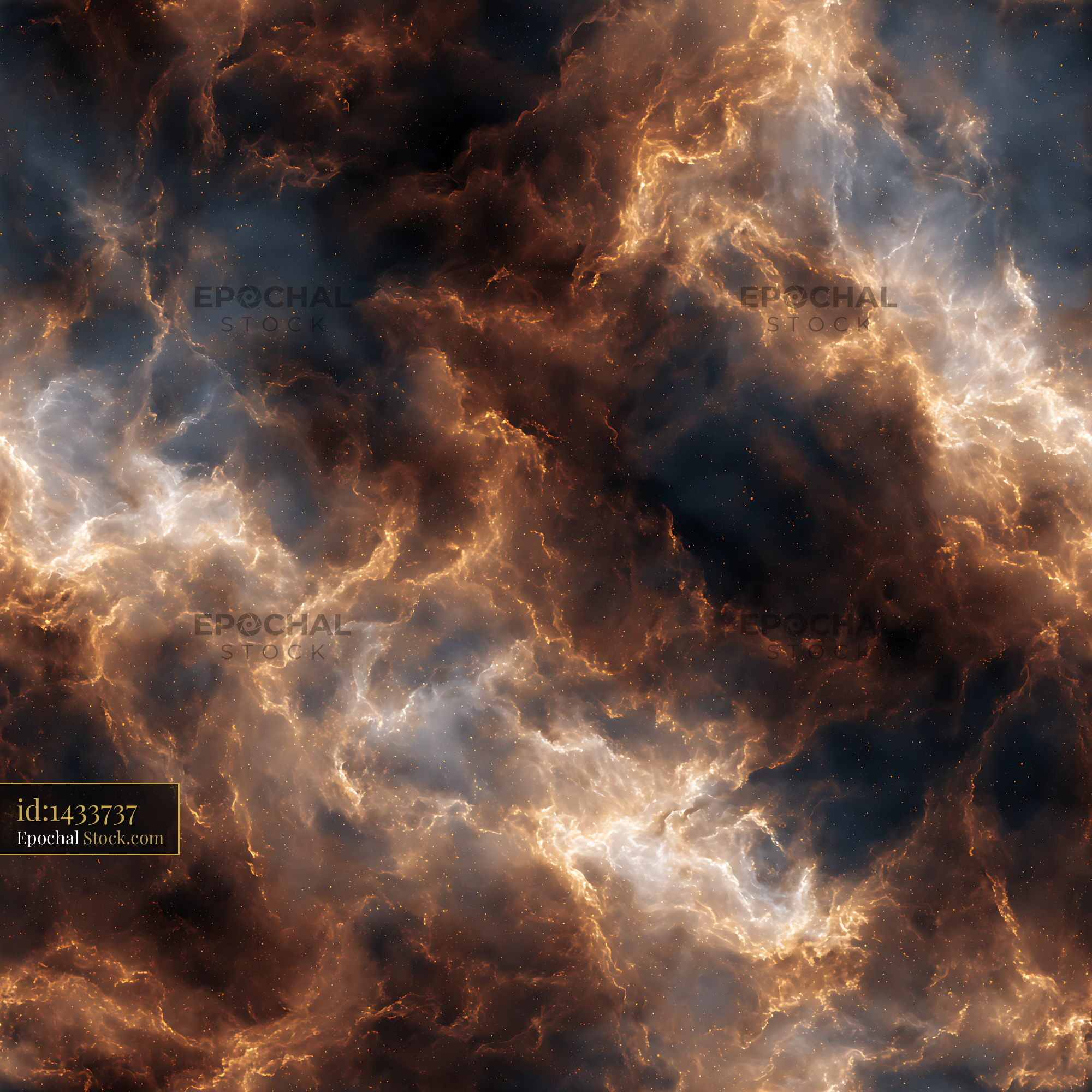 Amber Cosmic Nebula Galaxy Seamless Pattern - stock photo