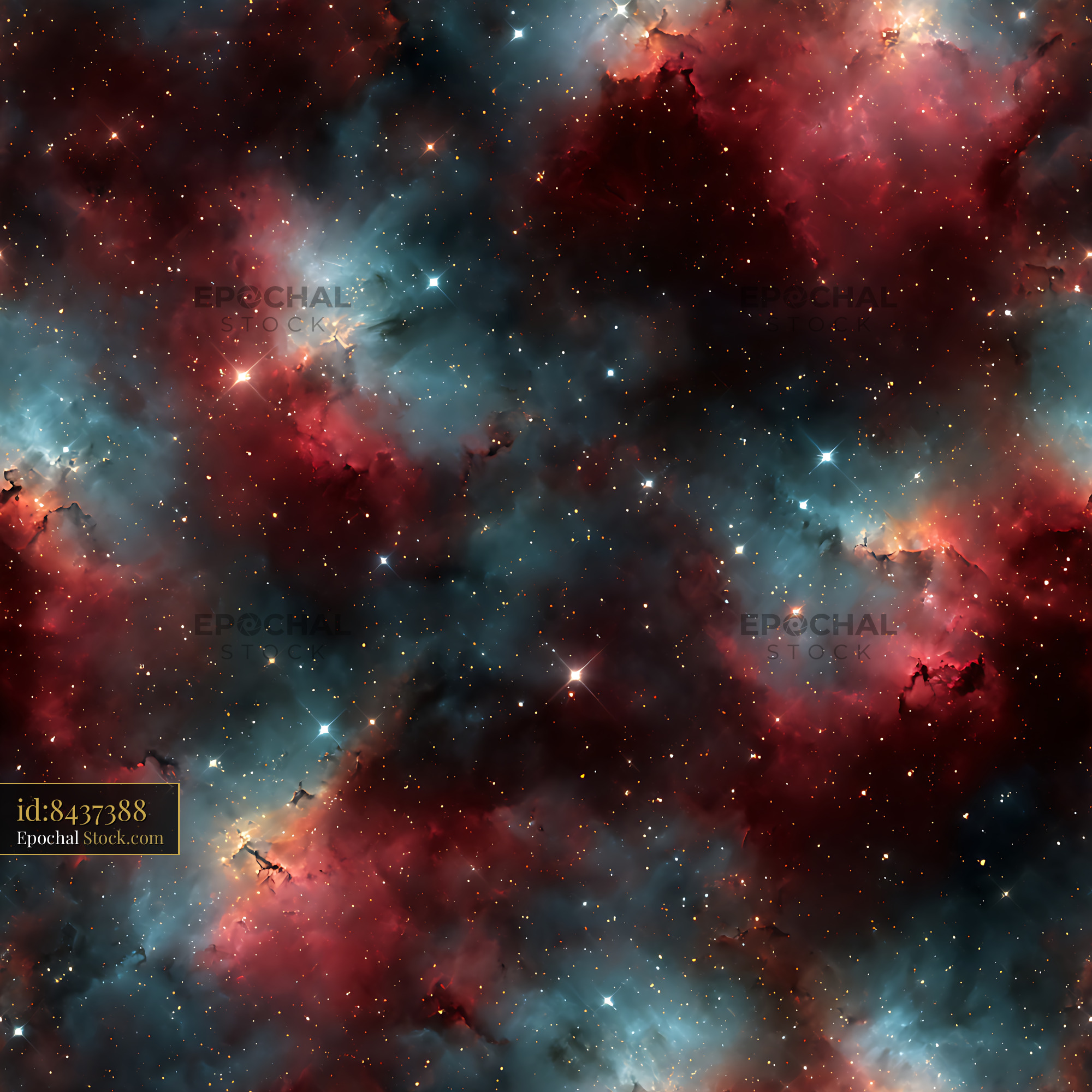 Vibrant Cosmic Nebula Galaxy Seamless Pattern - stock photo