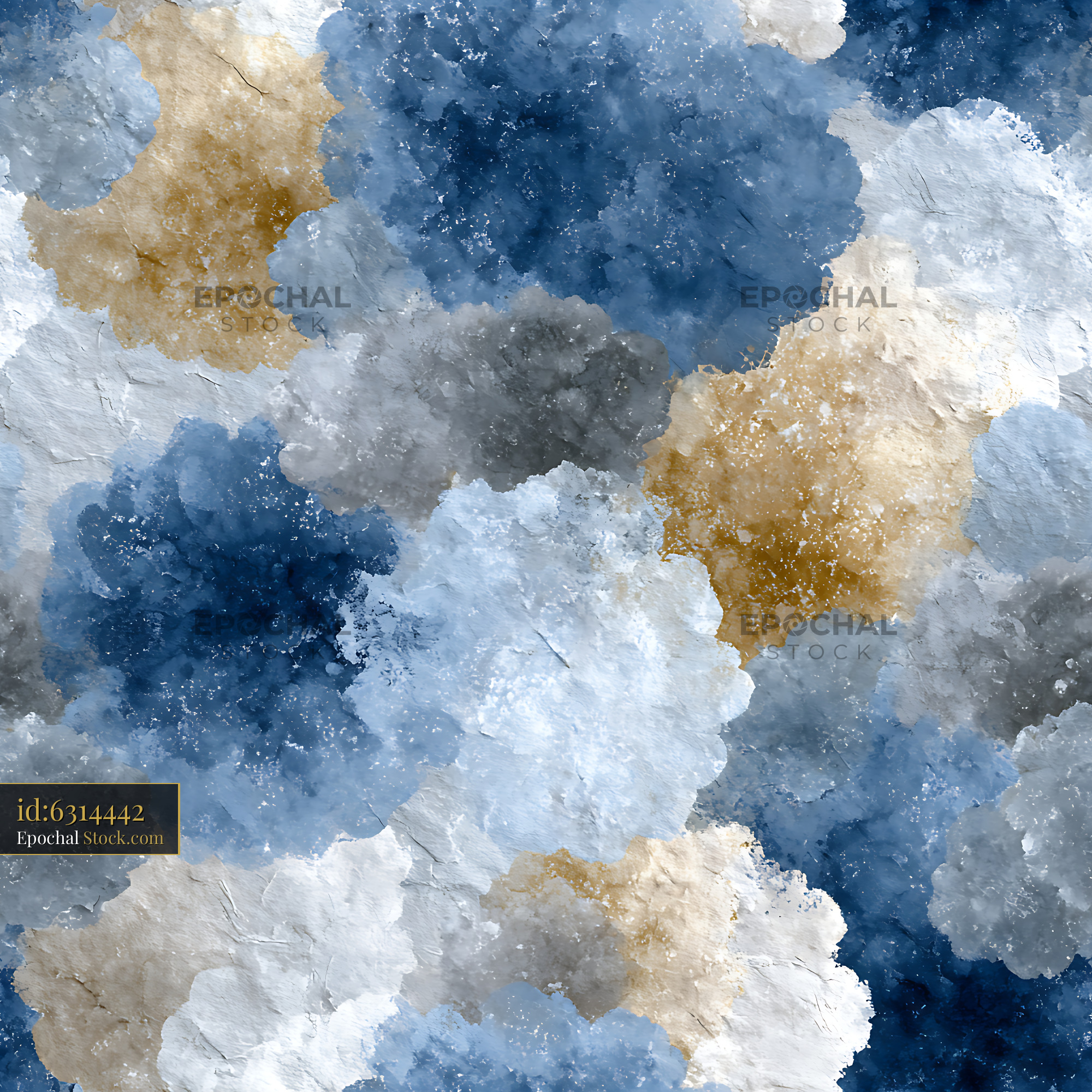Moody Indigo and Ochre Watercolor Seamless Pattern - stock photo