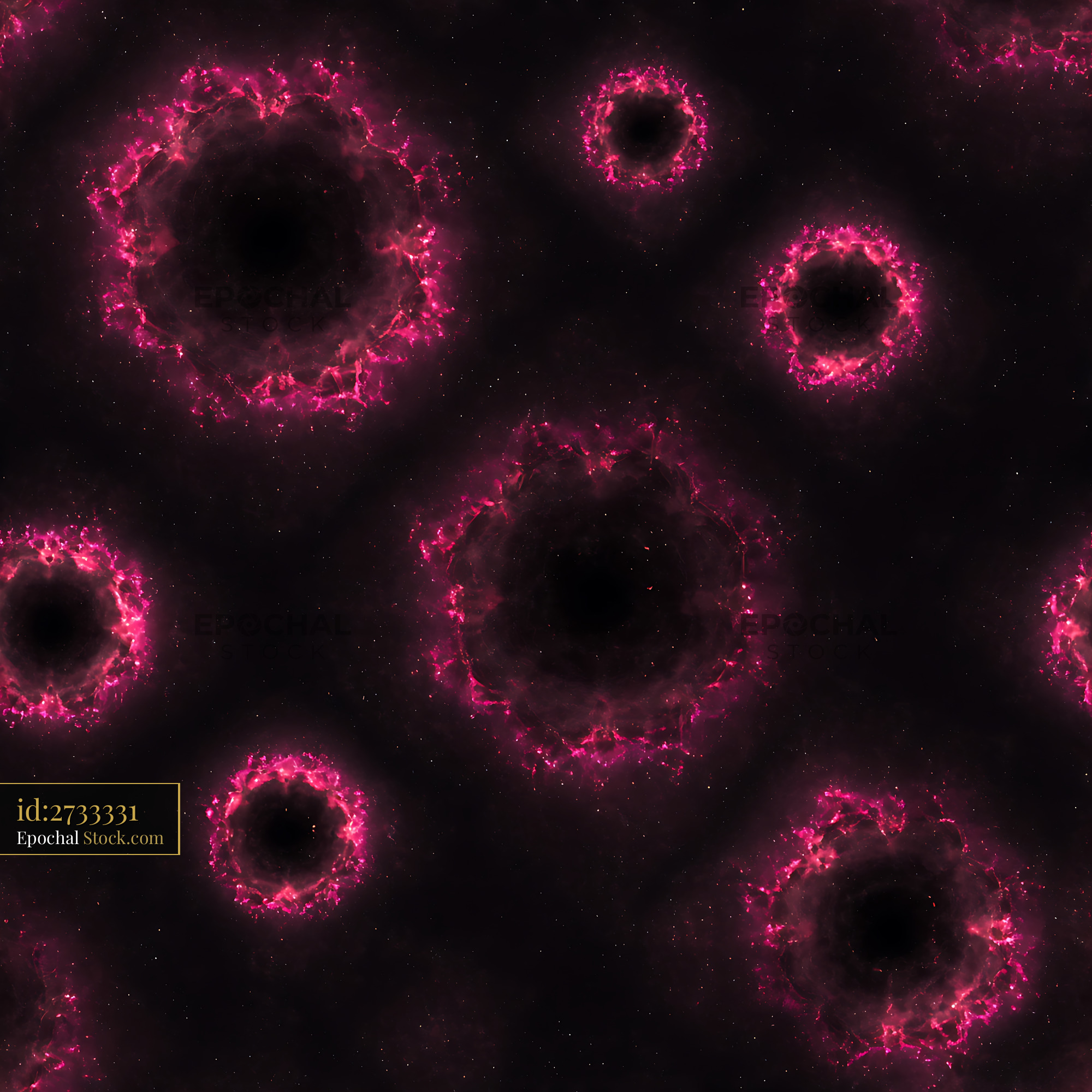Pink Cosmic Portal Nebula Rings Seamless Pattern - stock photo