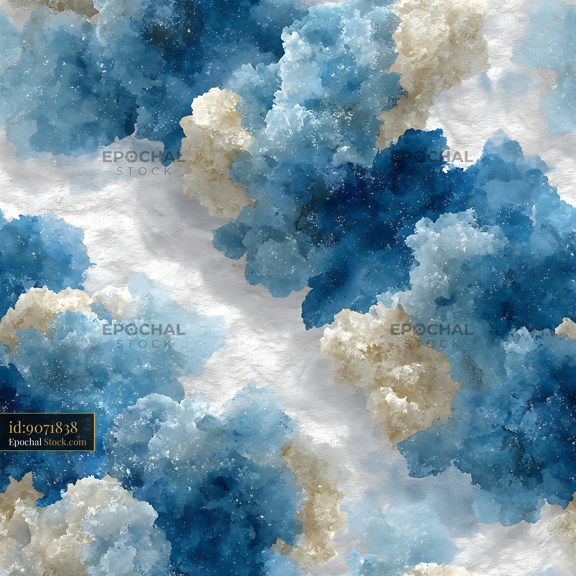 Moody Blue and Cream Salt Texture Seamless Pattern - stock photo