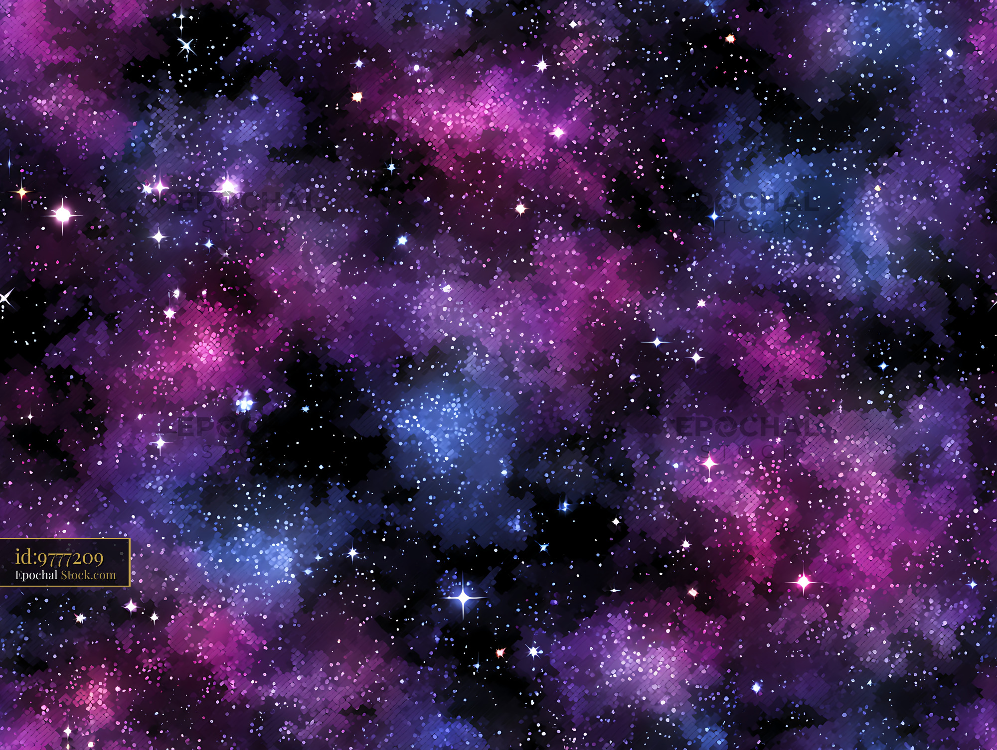 Mosaic Cosmic Nebula Galaxy Seamless Pattern - stock photo