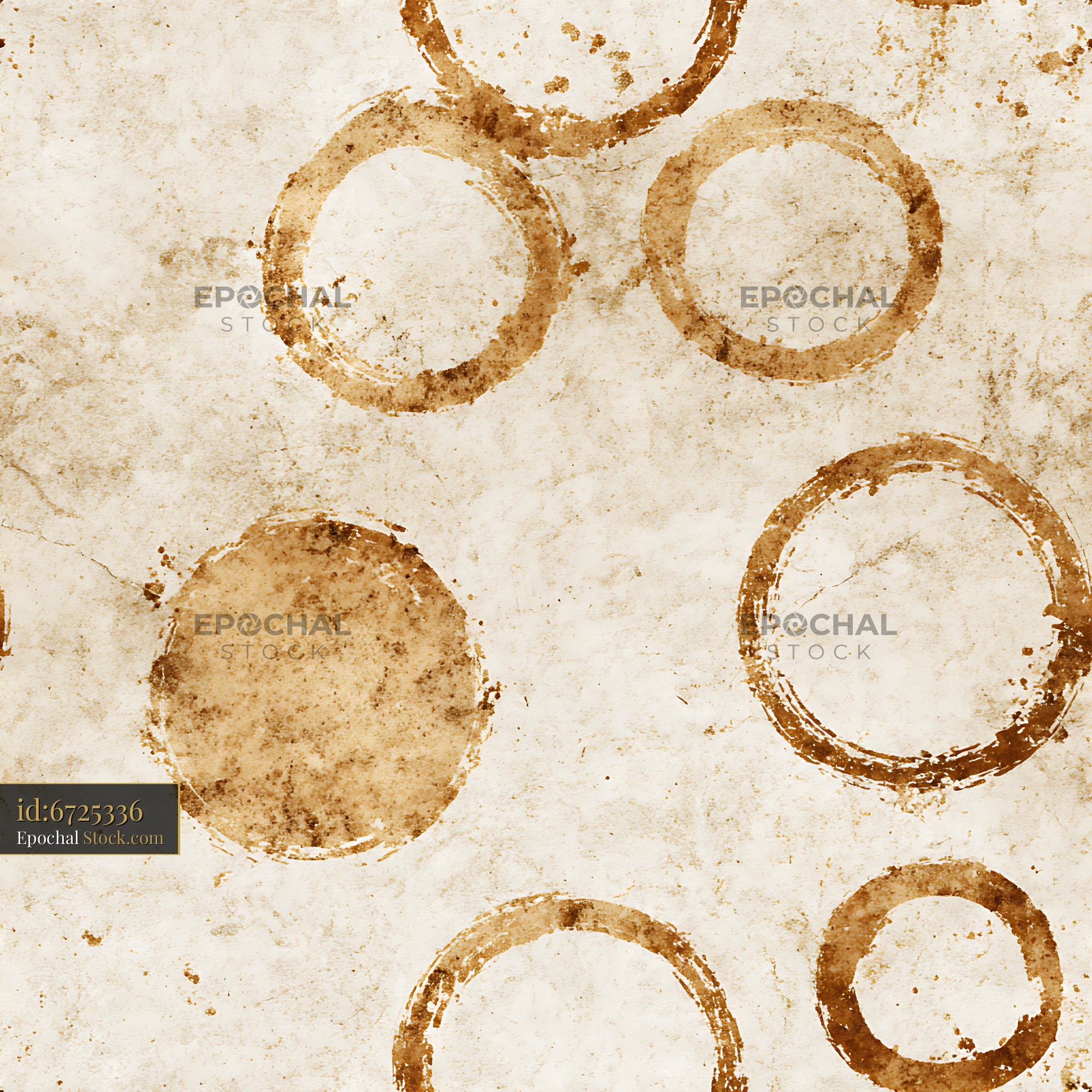 Distressed Parchment Coffee Ring Seamless Pattern - stock photo
