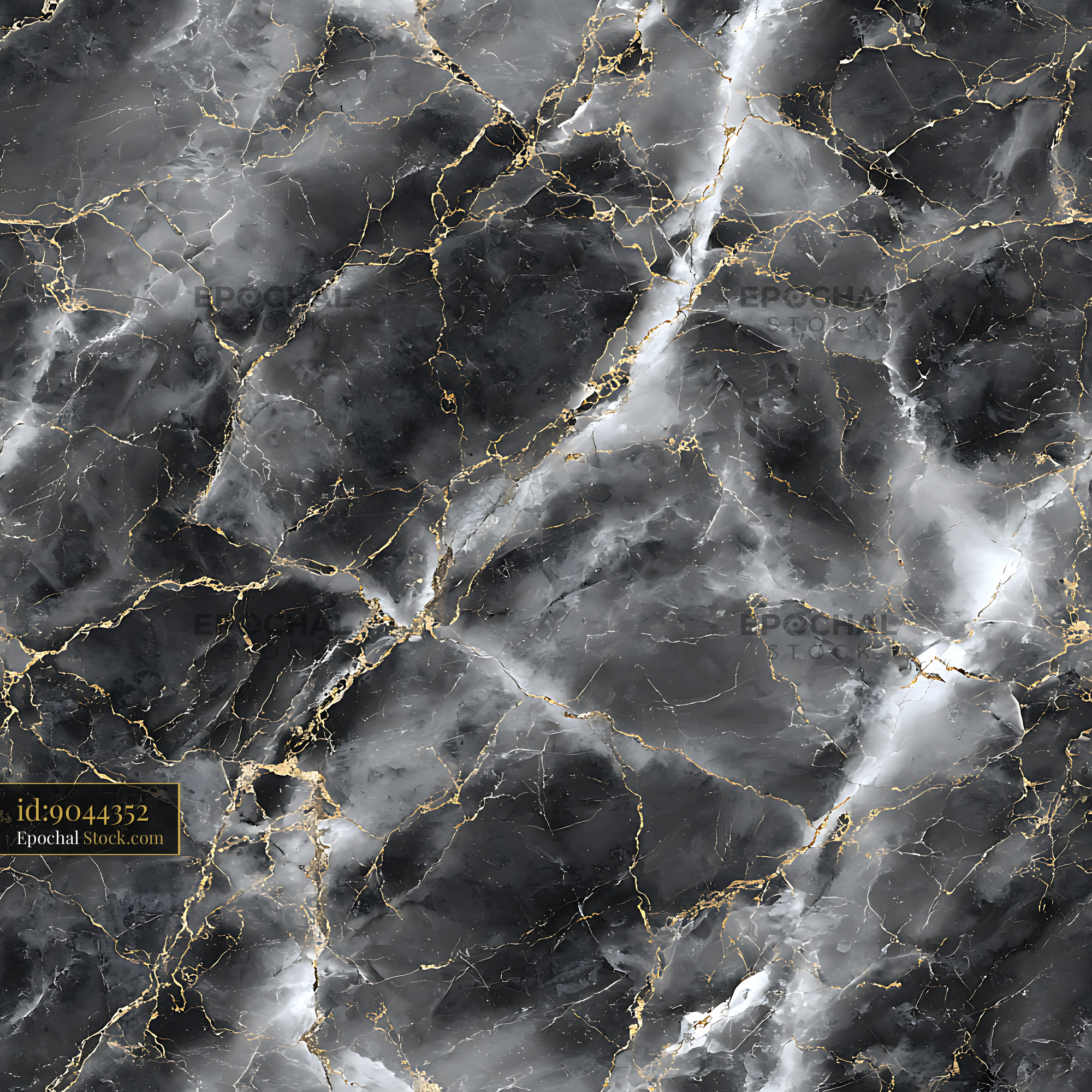 Luxury Black and Gold Marble Seamless Pattern - stock photo