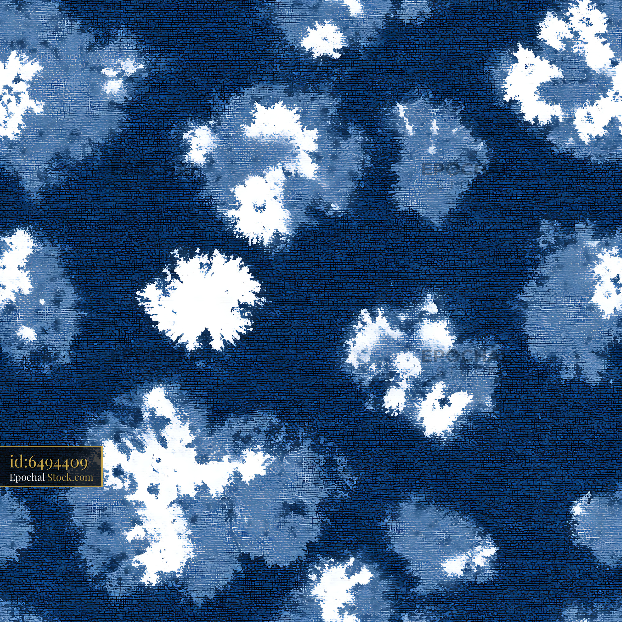 Indigo Shibori Abstract Splash Seamless Pattern - stock photo
