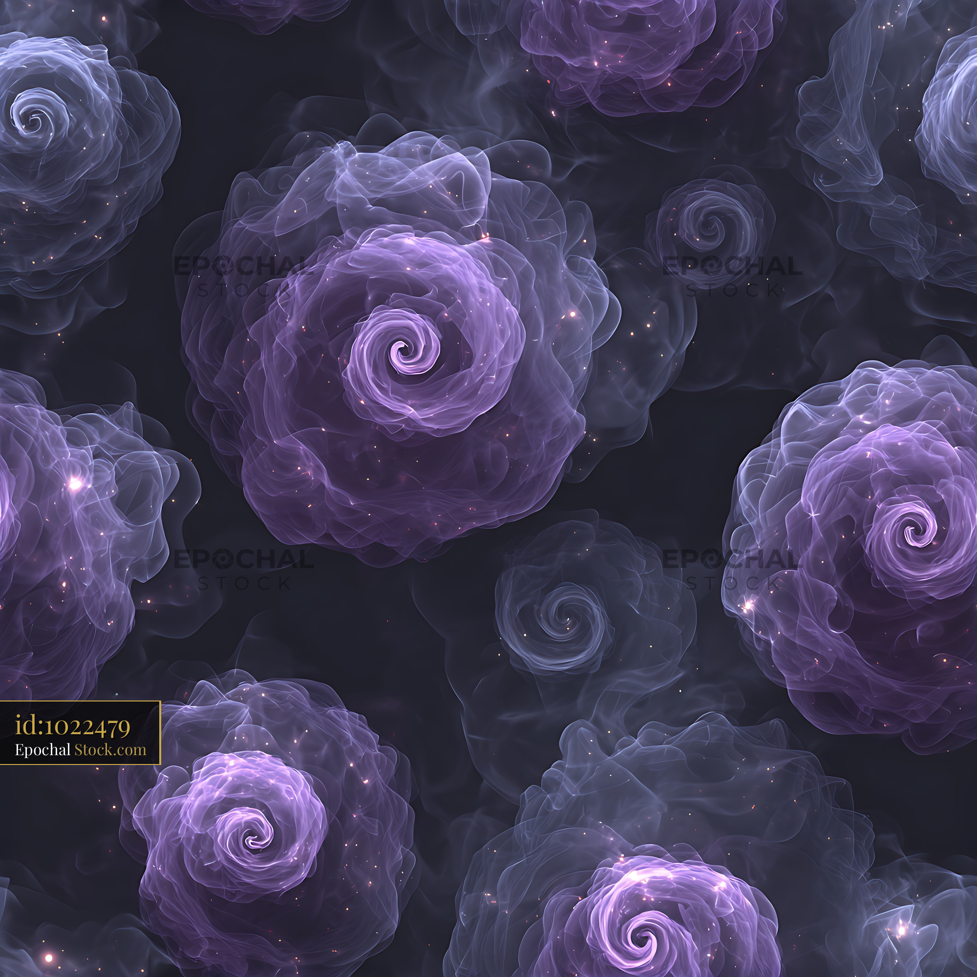 Ethereal Lavender Nebula Rose Seamless Pattern - stock photo