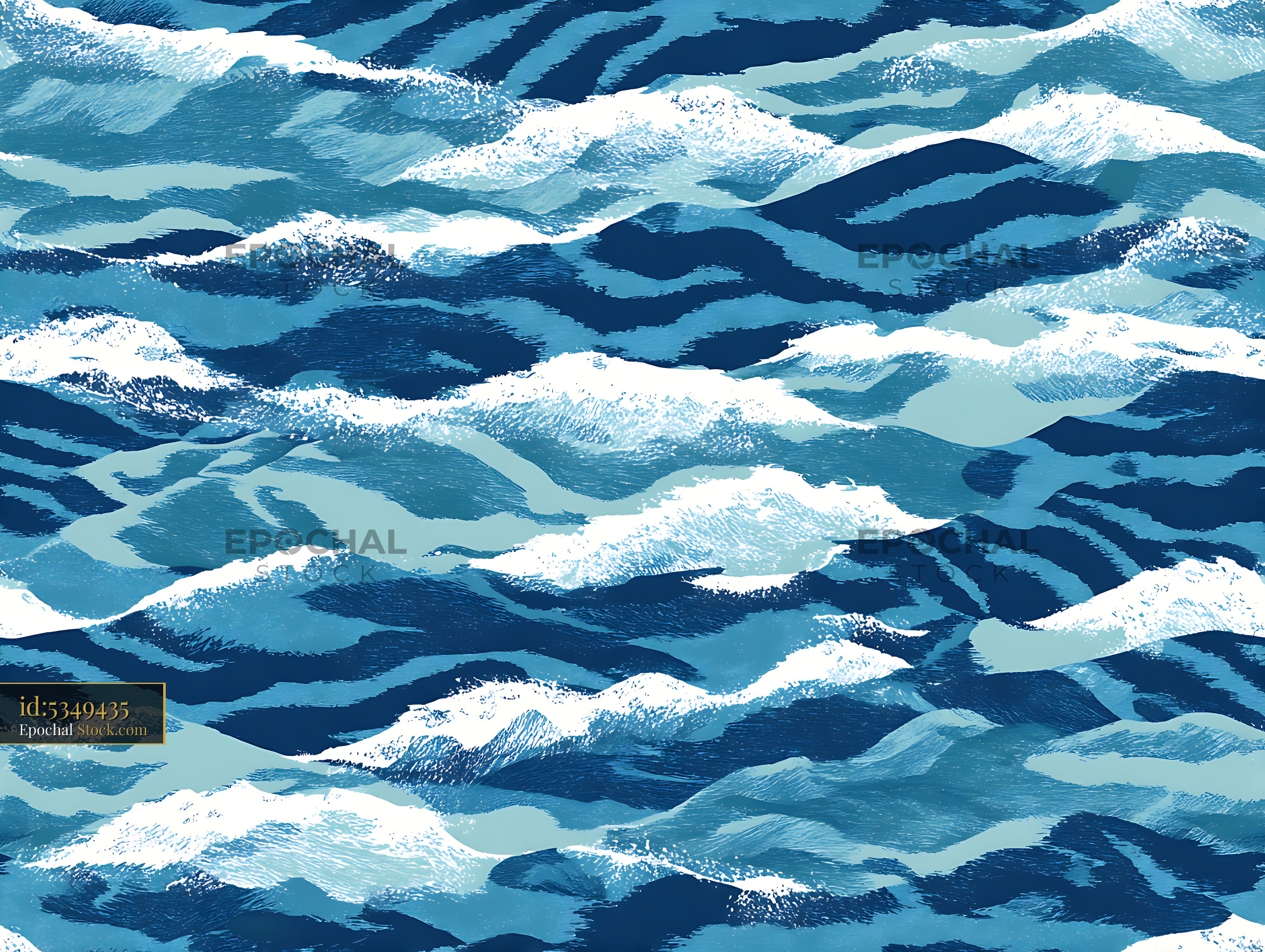 Abstract Blue Ocean Wave Crests Seamless Pattern - stock photo