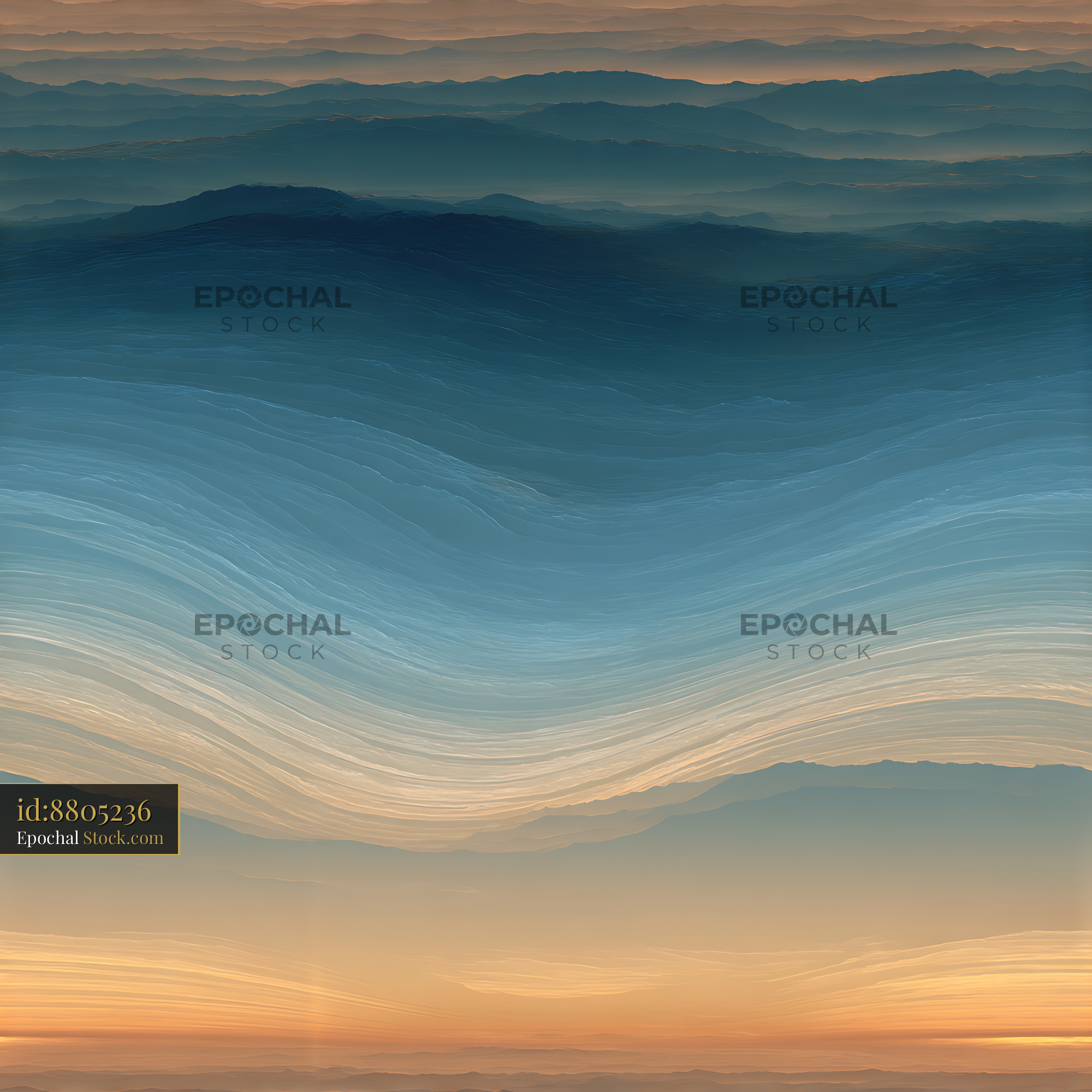 Misty Mountain Strata Blue Gold Seamless Pattern - stock photo