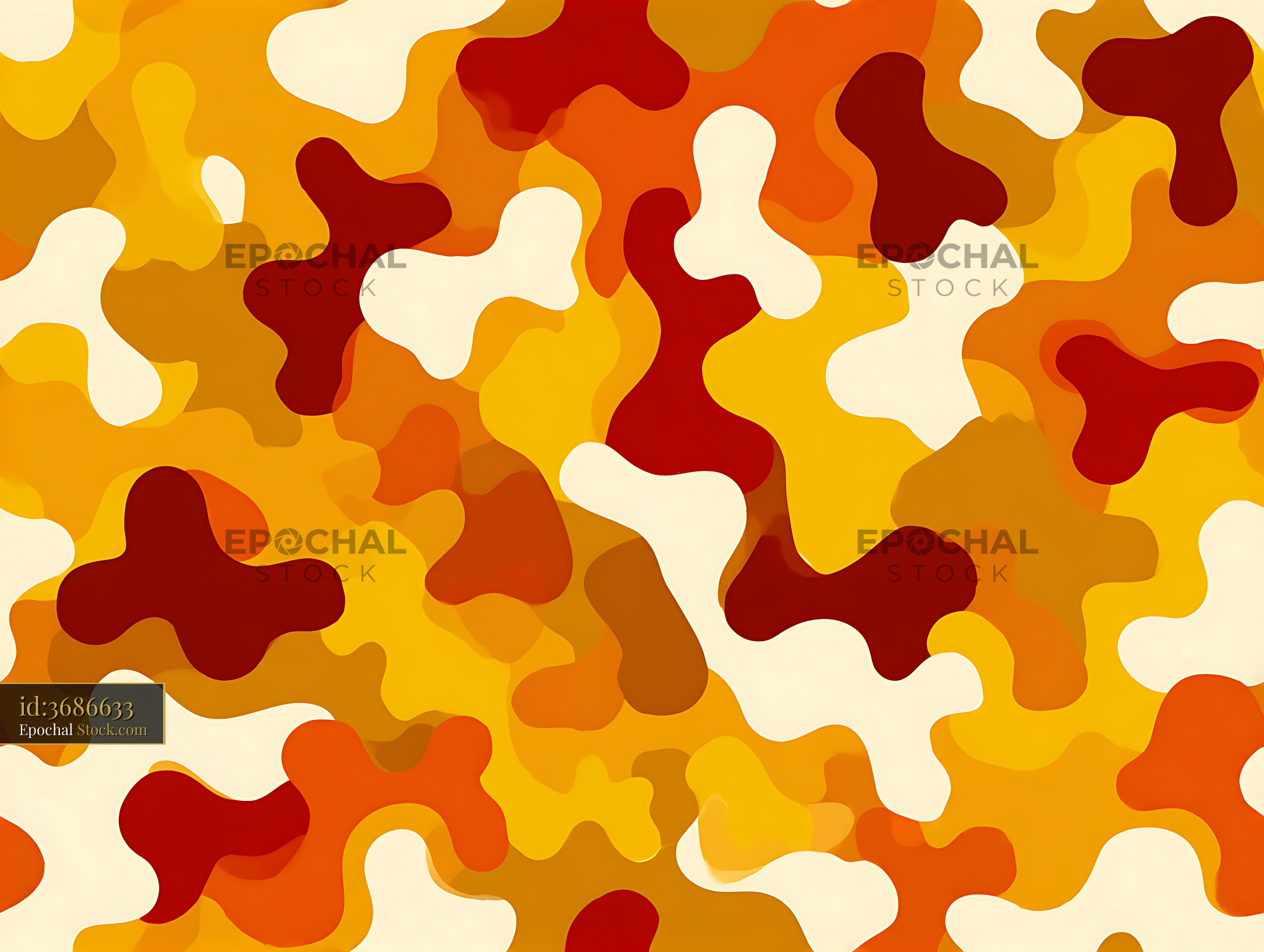 Warm Amber and Maroon Abstract Camo Seamless Patte - stock photo