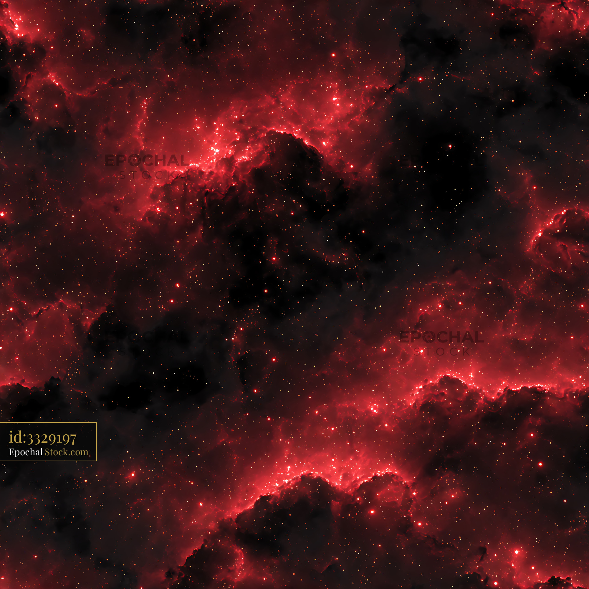 Deep Crimson Cosmic Nebula Stars Seamless Pattern - stock photo