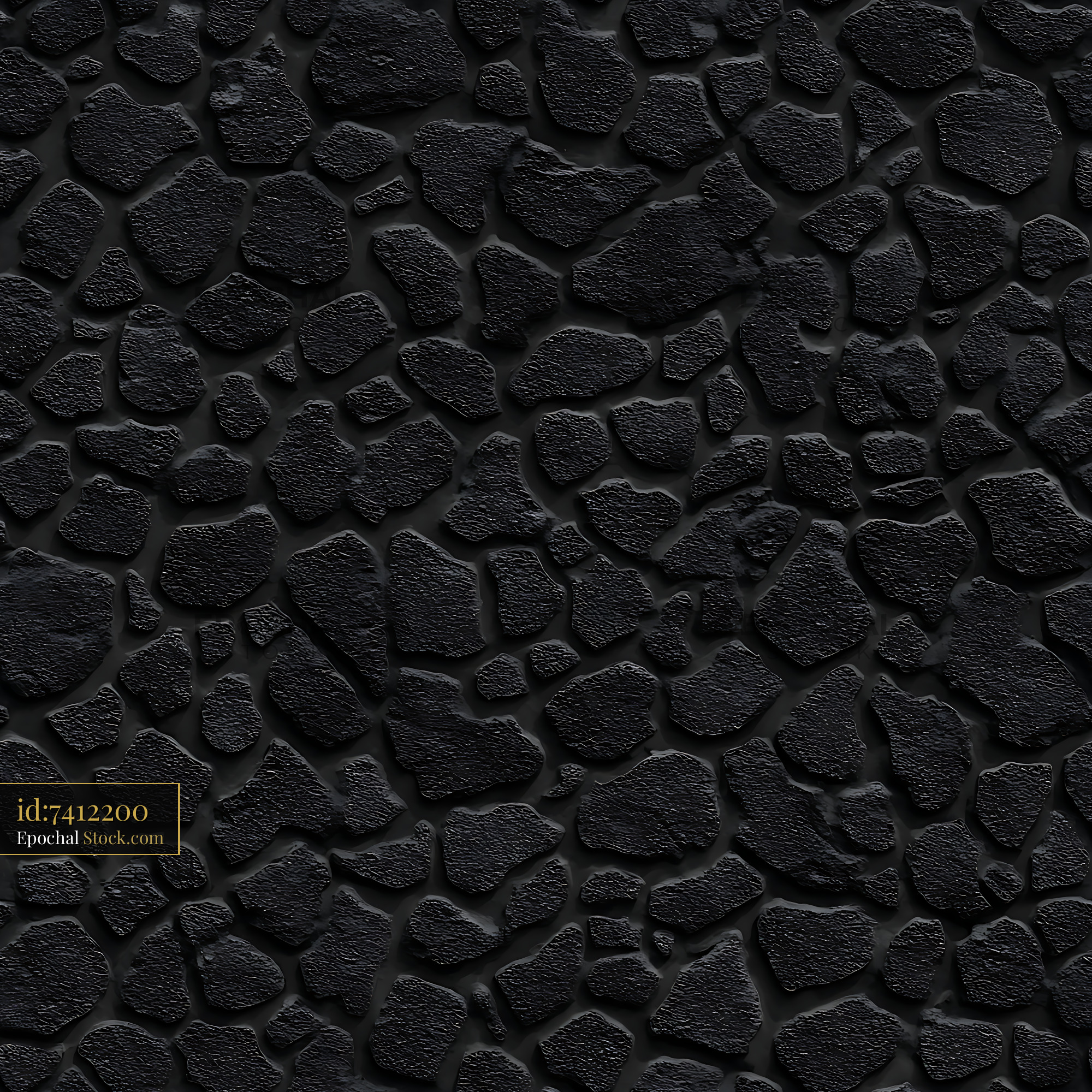 Charcoal Stone Pebble Texture Seamless Pattern - stock photo