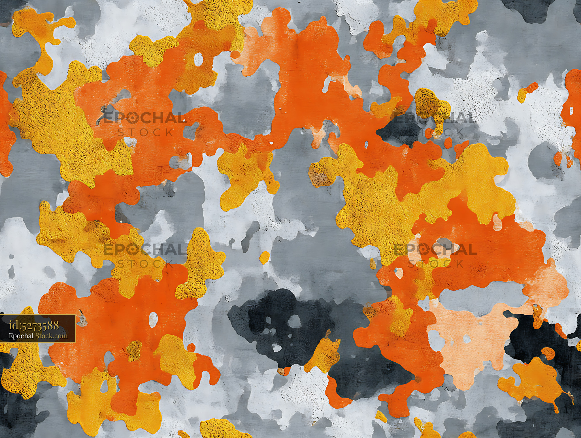 Abstract Orange and Gray Camo Seamless Pattern - stock photo