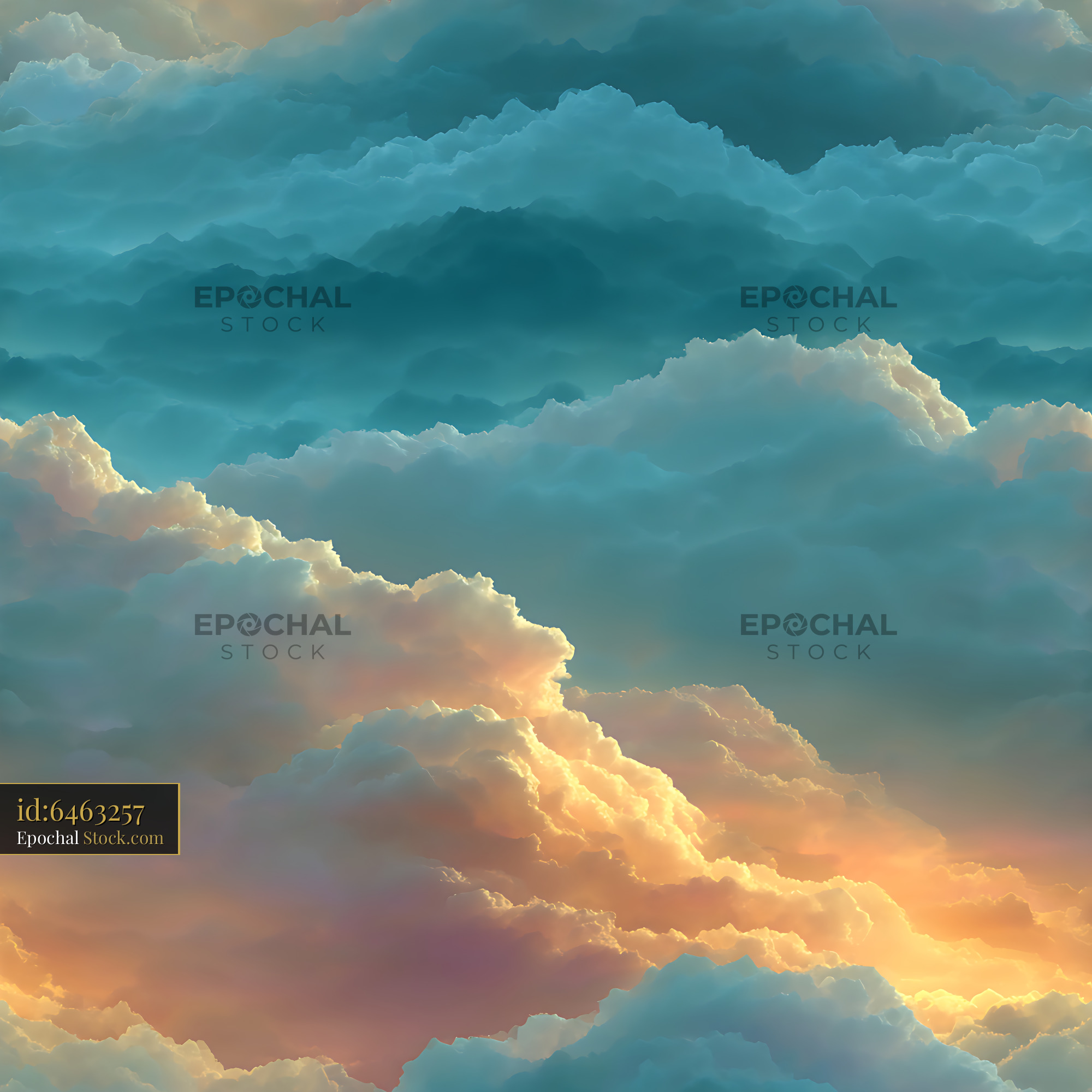 Volumetric Celestial Cloudscape Seamless Pattern - stock photo