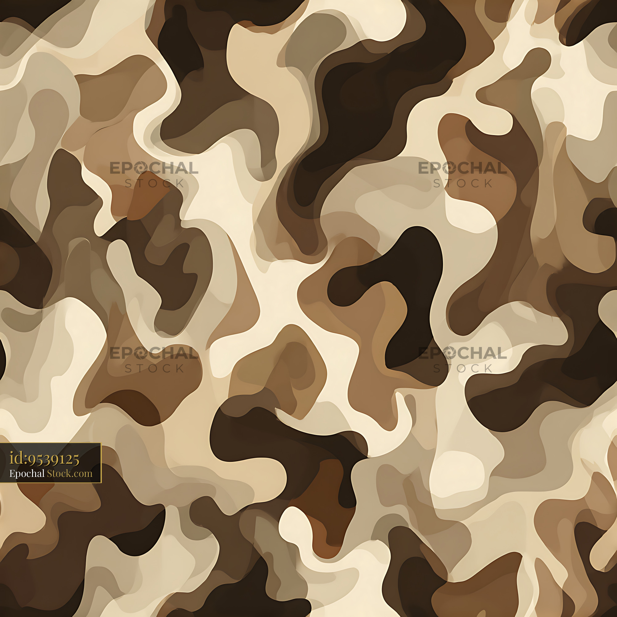 Earthy Fluid Organic Camouflage Seamless Pattern - stock photo