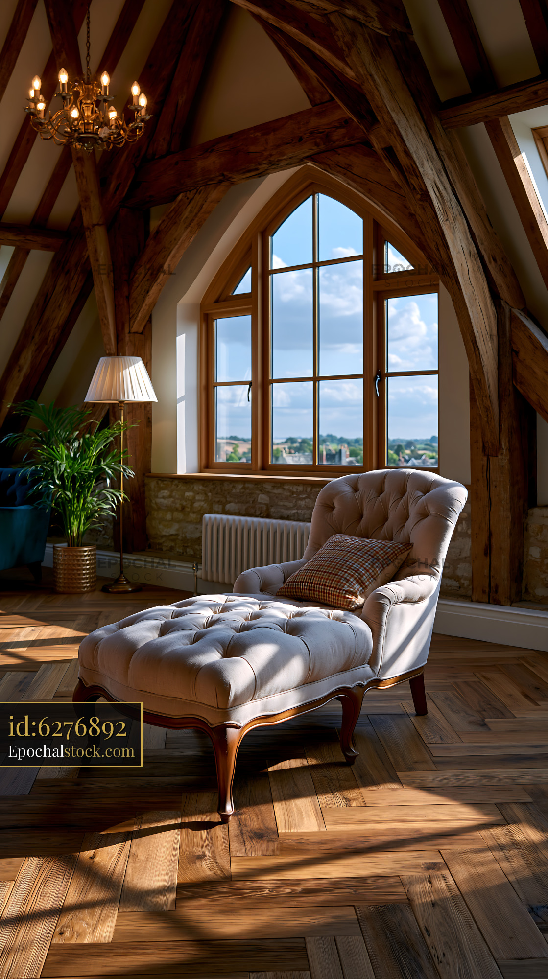 Watermarked full-resolution preview of Bright room with stylish chair and large windows