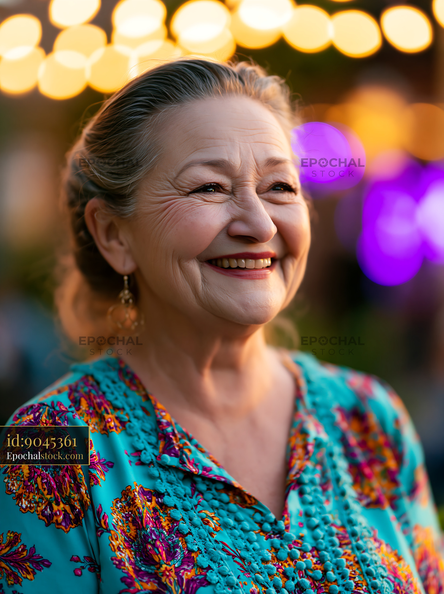 Watermarked full-resolution preview of Smiling woman with bright background at outdoor event