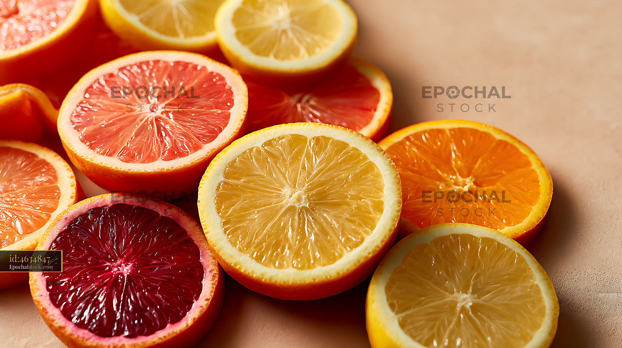 Watermarked full-resolution preview of Fresh citrus slices in vibrant colors