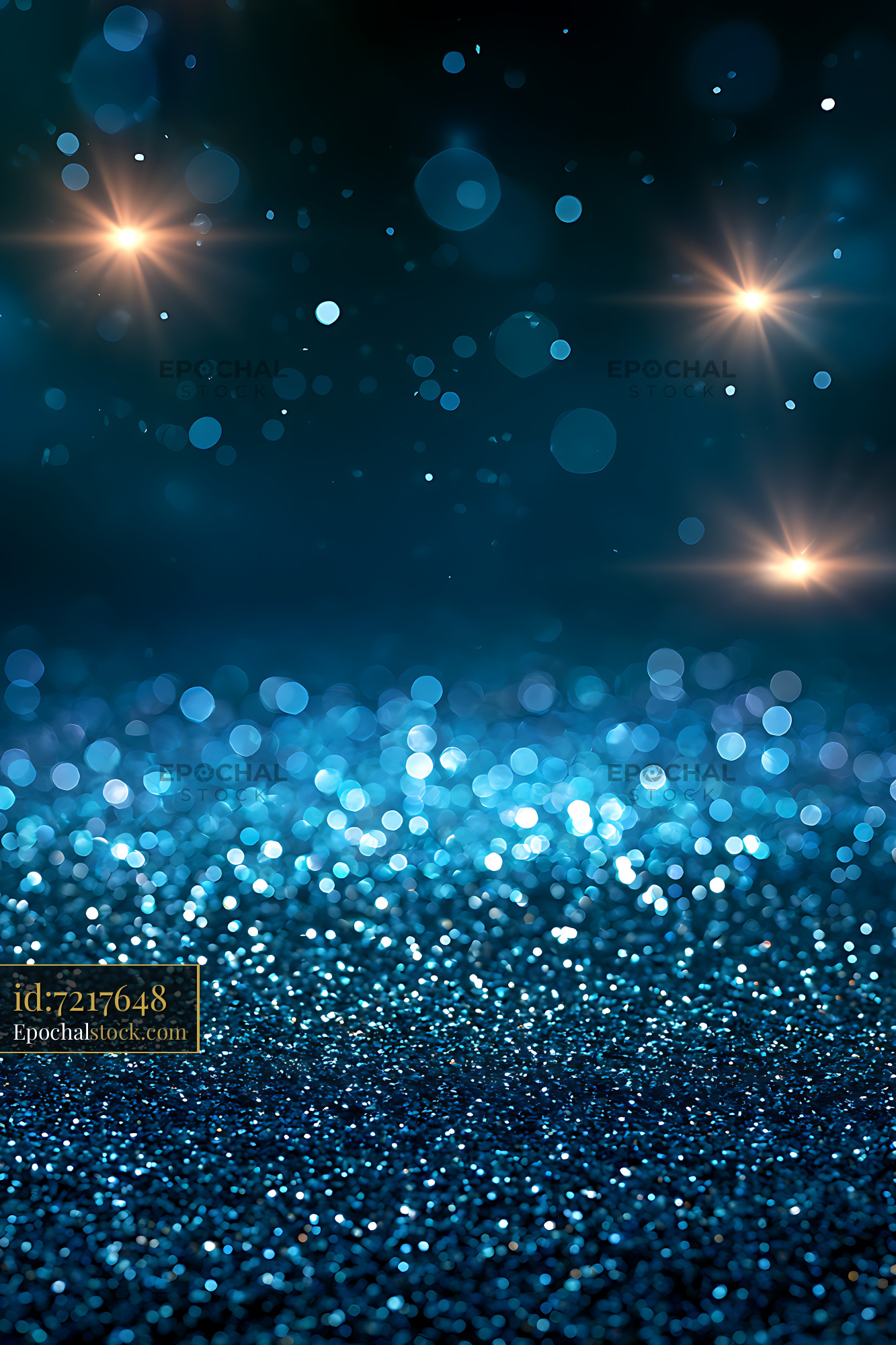 Watermarked full-resolution preview of Abstract blue bokeh with sparkling light particles