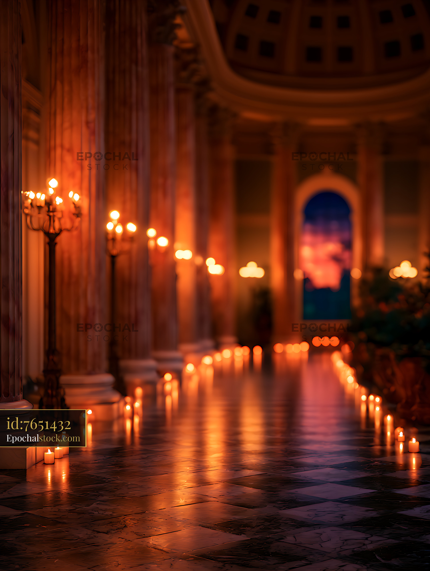 Watermarked full-resolution preview of Warm candlelight illuminating an ornate interior