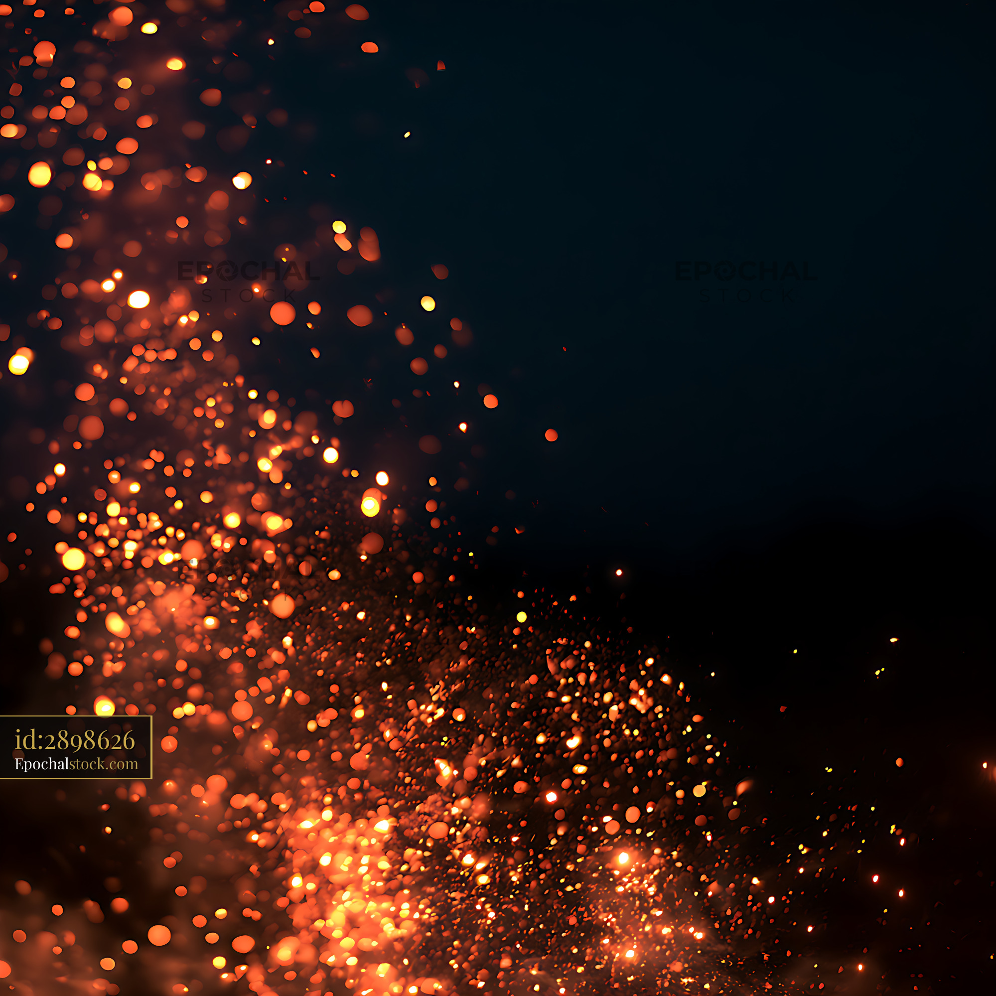 Watermarked full-resolution preview of Abstract glowing embers with dark copy space