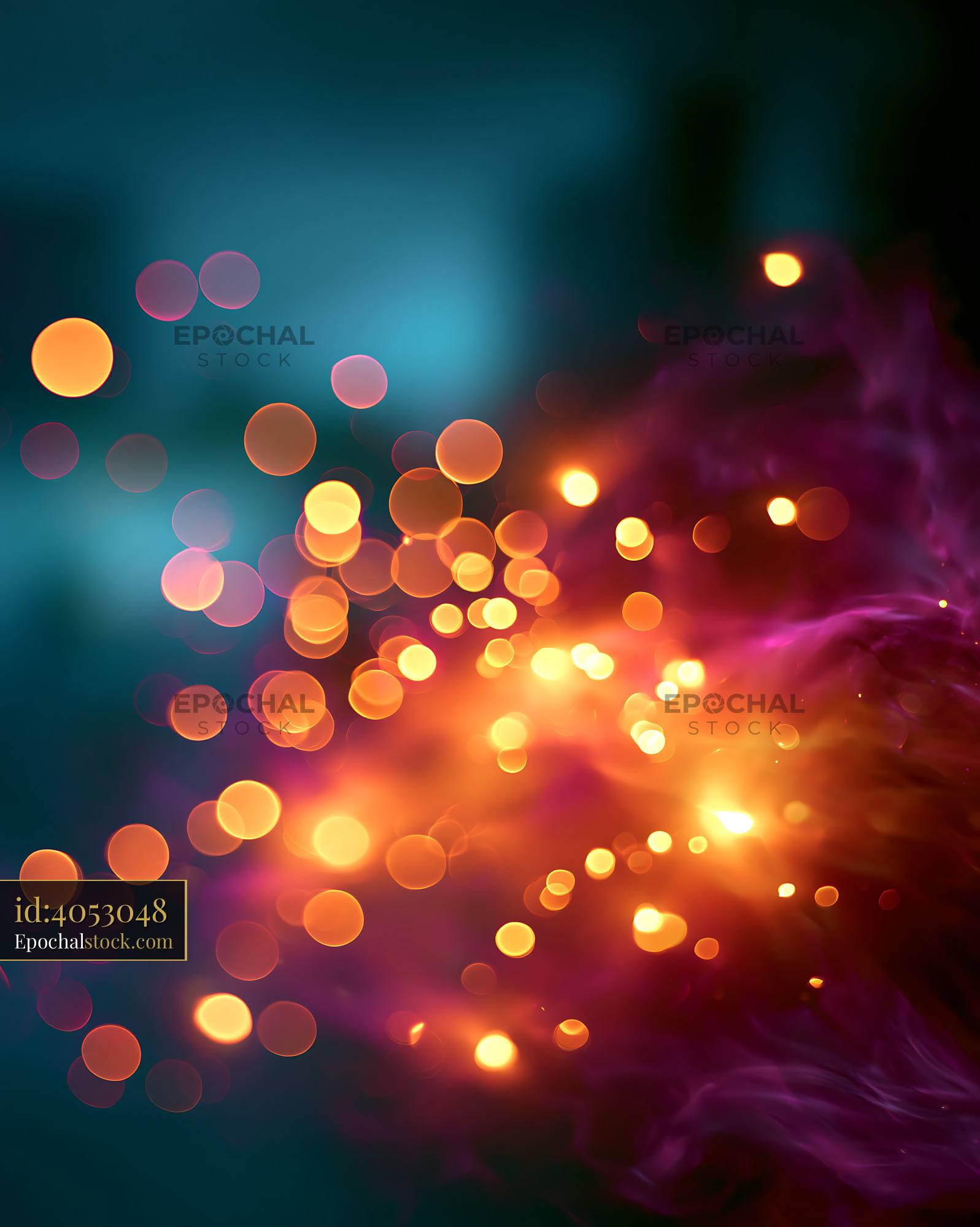 Watermarked full-resolution preview of Colorful bokeh lights on a dark background