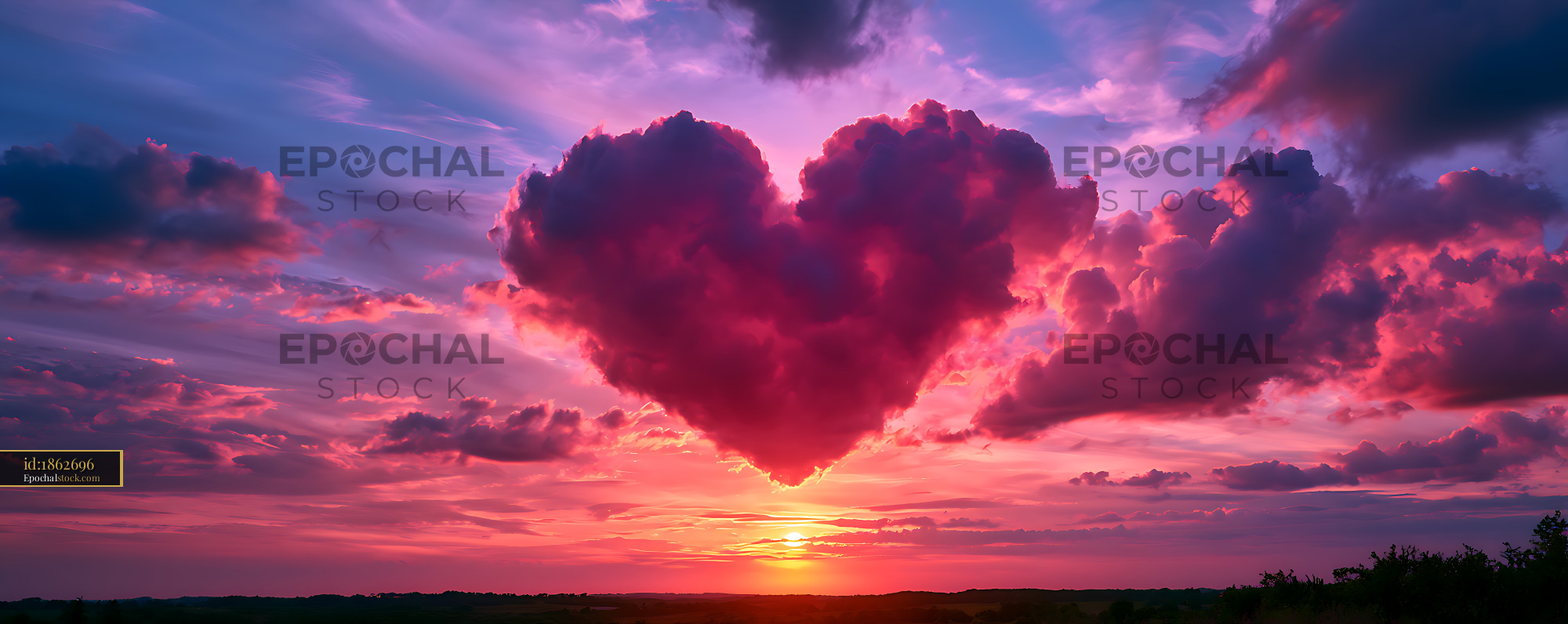 Watermarked full-resolution preview of Colorful sunset with towering pink and purple clouds