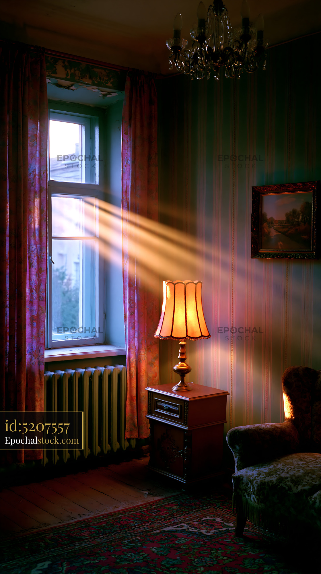 Watermarked full-resolution preview of Light streaming through a window into a cozy room