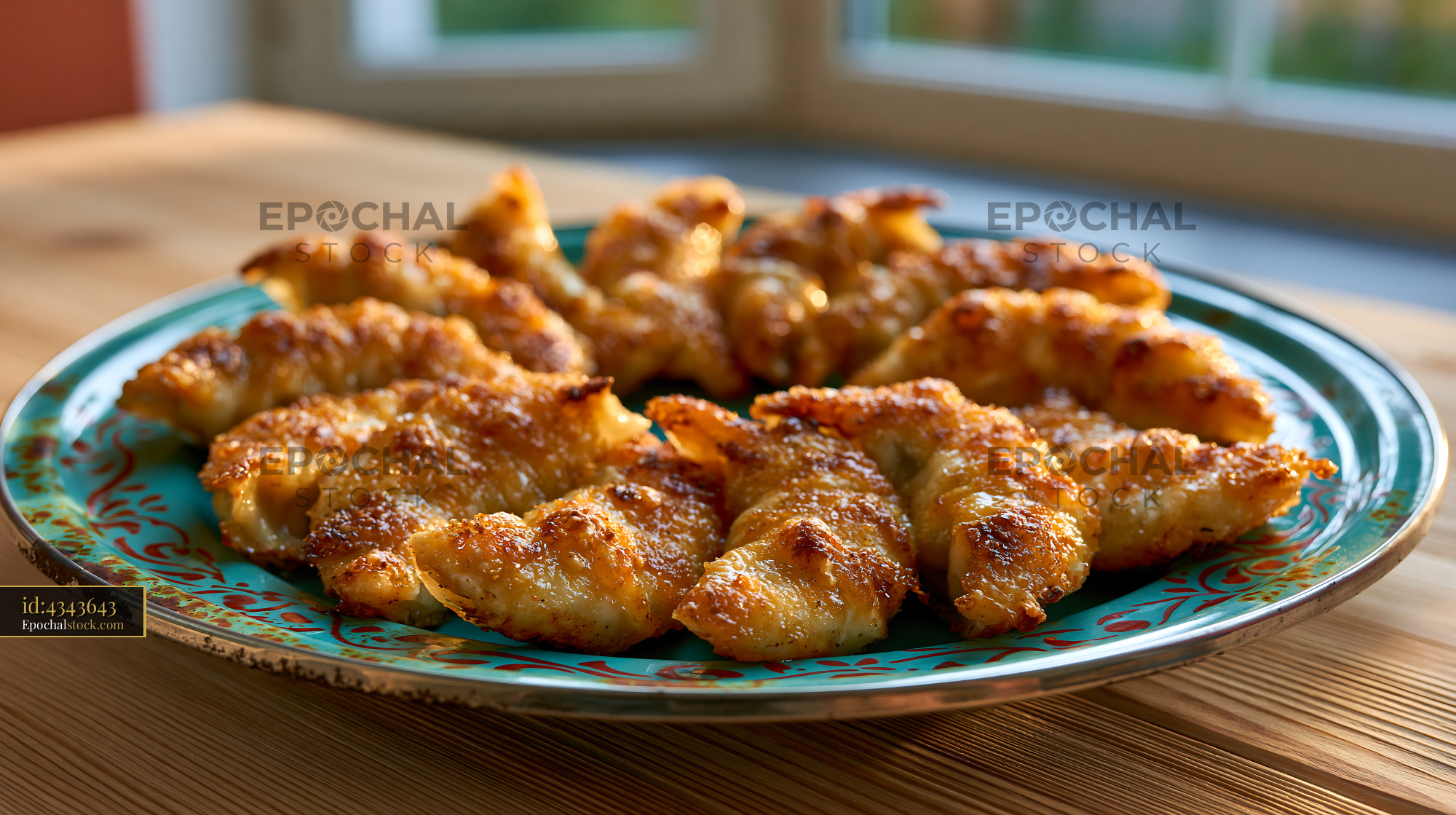 Watermarked full-resolution preview of Crispy dumplings served on a decorative plate