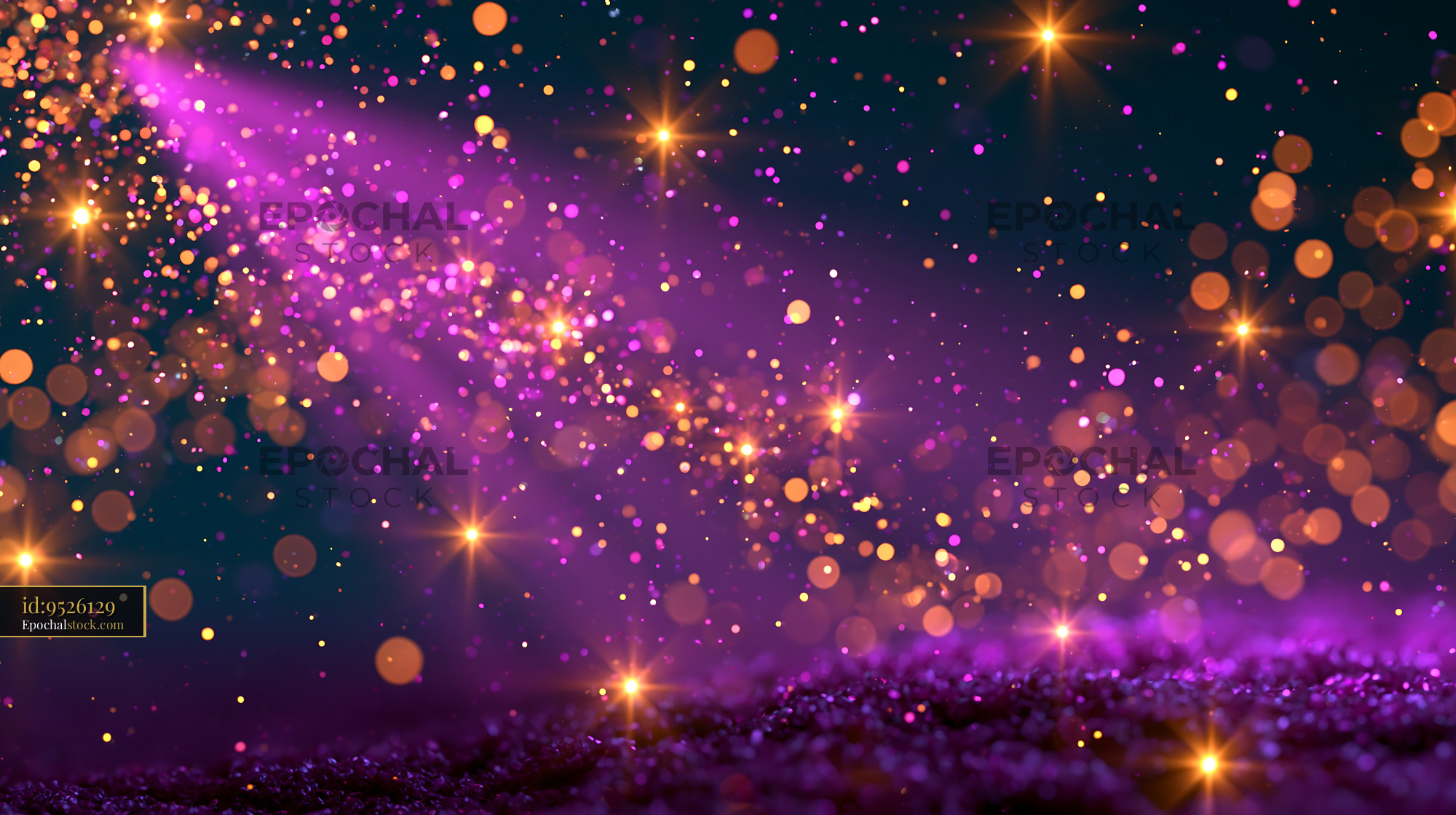 Watermarked full-resolution preview of Bokeh lights create a vibrant effect in a purple background