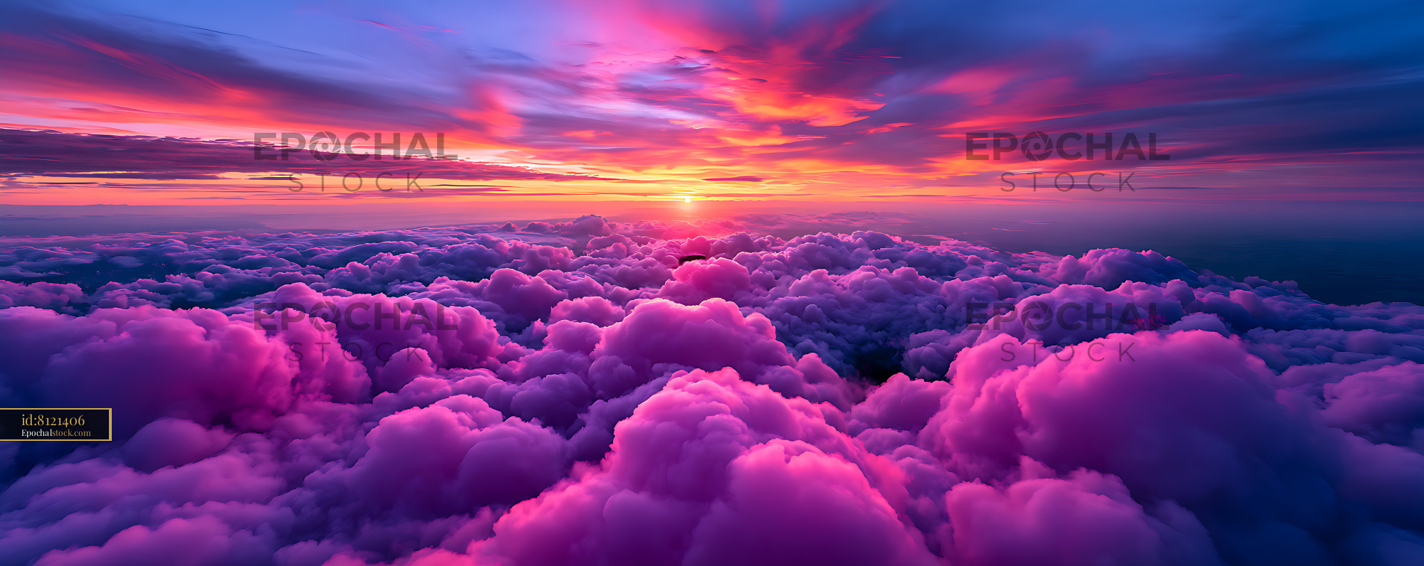 Watermarked full-resolution preview of Colorful sunset over illuminated cloudscape