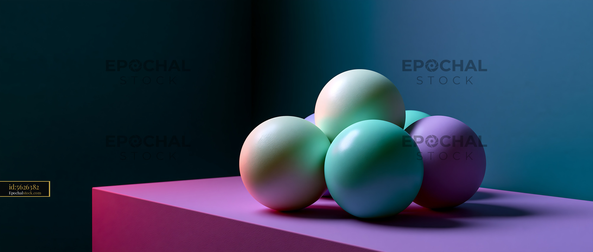 Watermarked full-resolution preview of Colorful spheres arranged on a purple surface