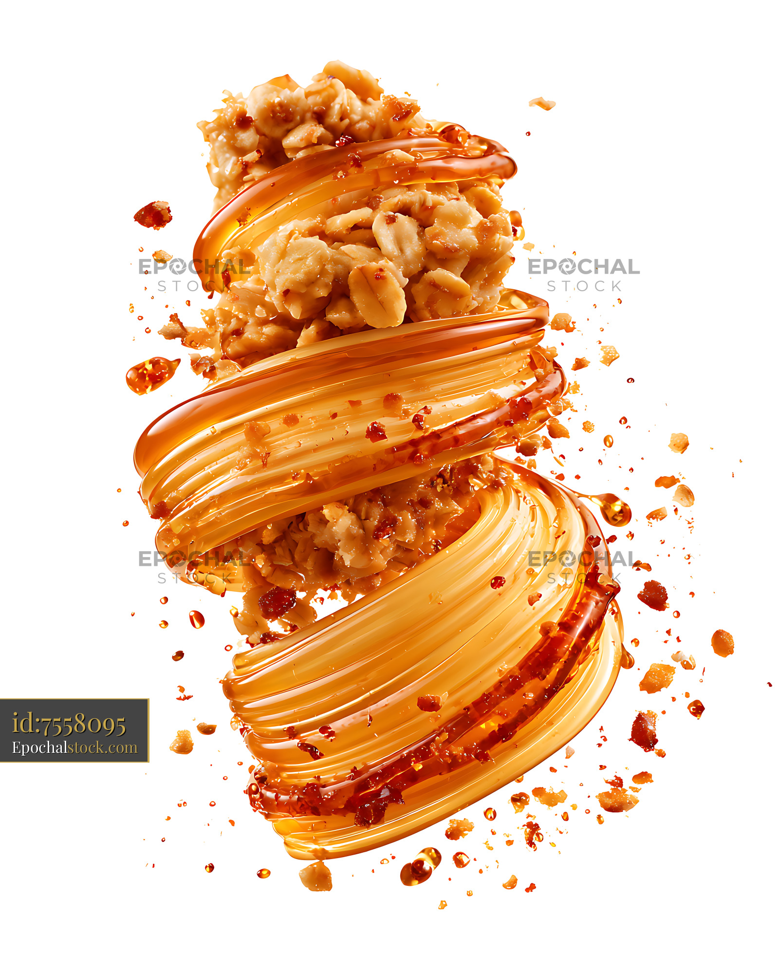 Watermarked full-resolution preview of Glossy caramel abstract with nuts and crumbs