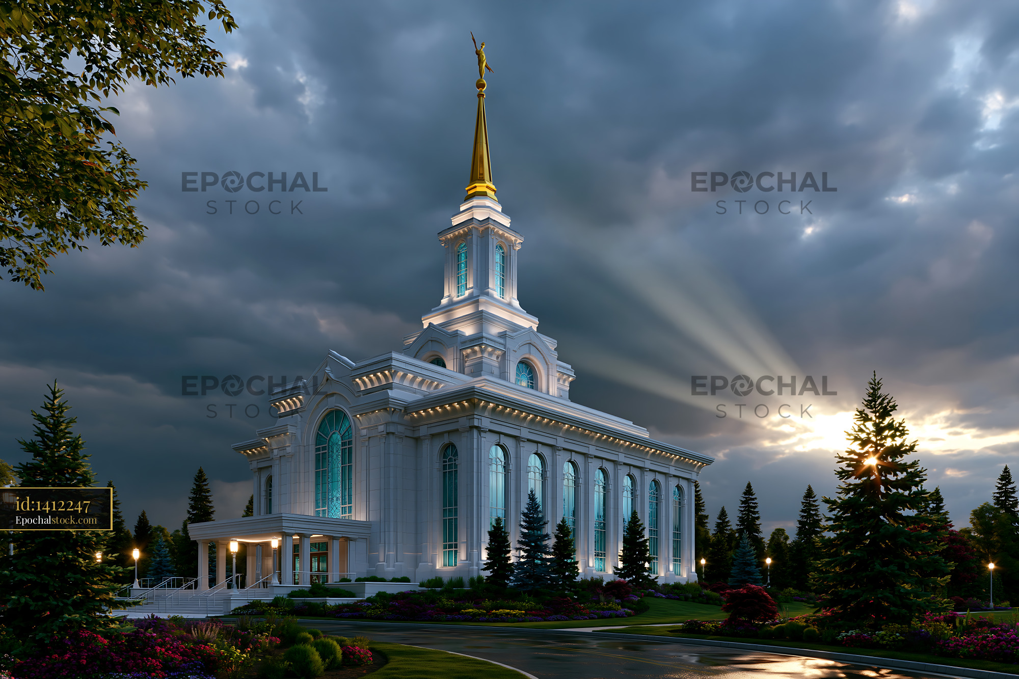 Architectural Photography of Temple With Spire in Tacoma, USA - stock photo