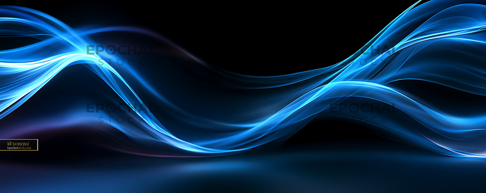 Watermarked full-resolution preview of Glowing blue wave lines on a dark abstract background