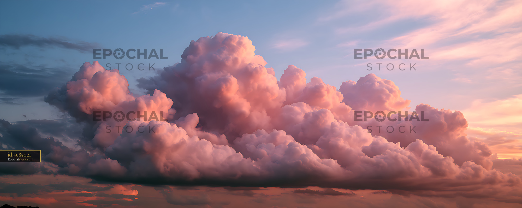 Watermarked full-resolution preview of Pink and orange storm clouds glowing at sunset