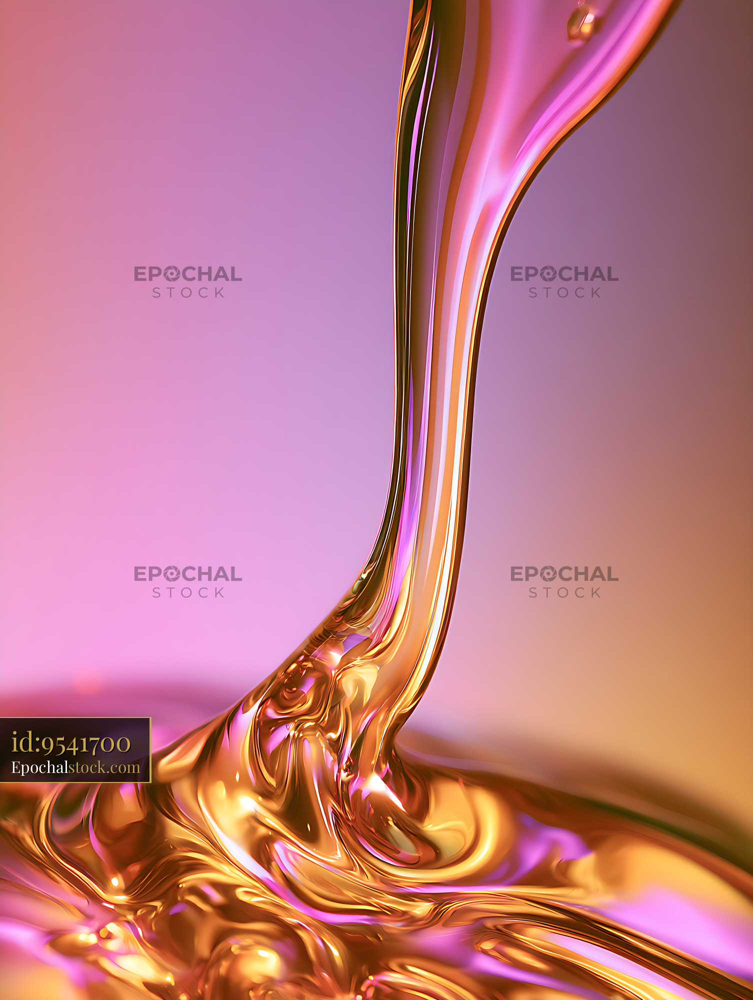 Watermarked full-resolution preview of Reflective pink and gold abstract fluid sculpture