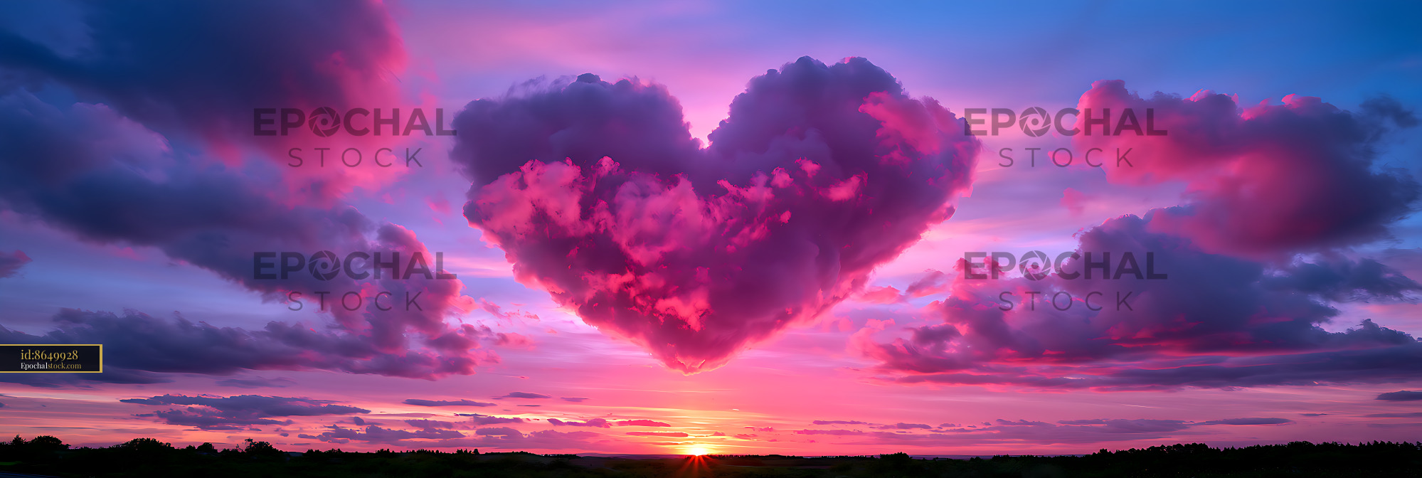 Watermarked full-resolution preview of Clouds form heart shape in the sky during sunset