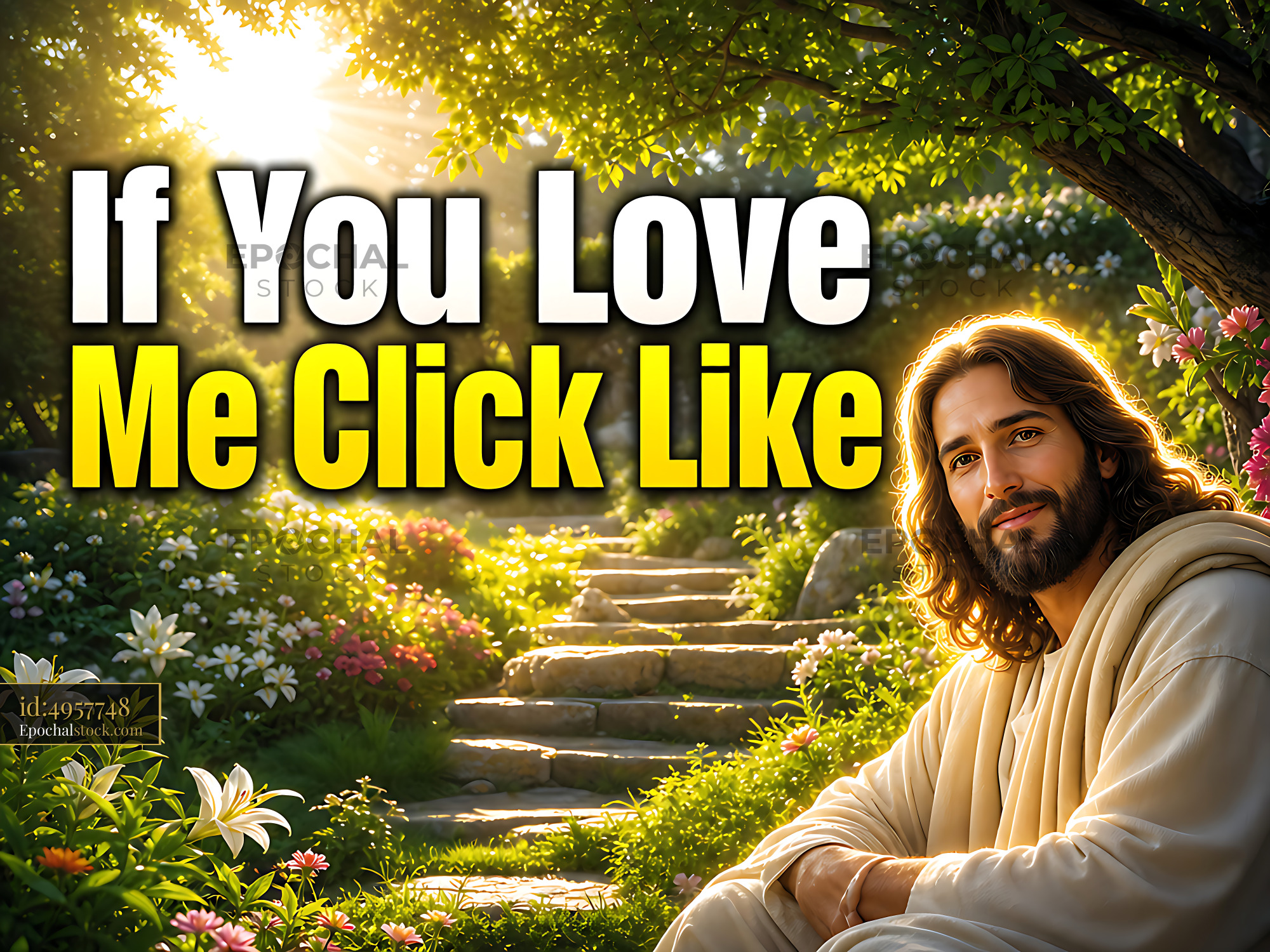 Watermarked full-resolution preview of Message with a figure in a garden setting