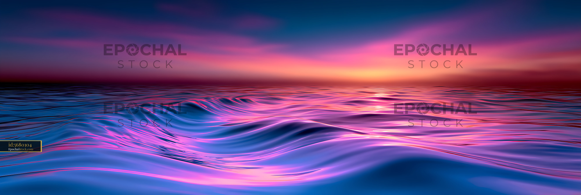 Watermarked full-resolution preview of Vivid abstract ocean surface with sunset reflections