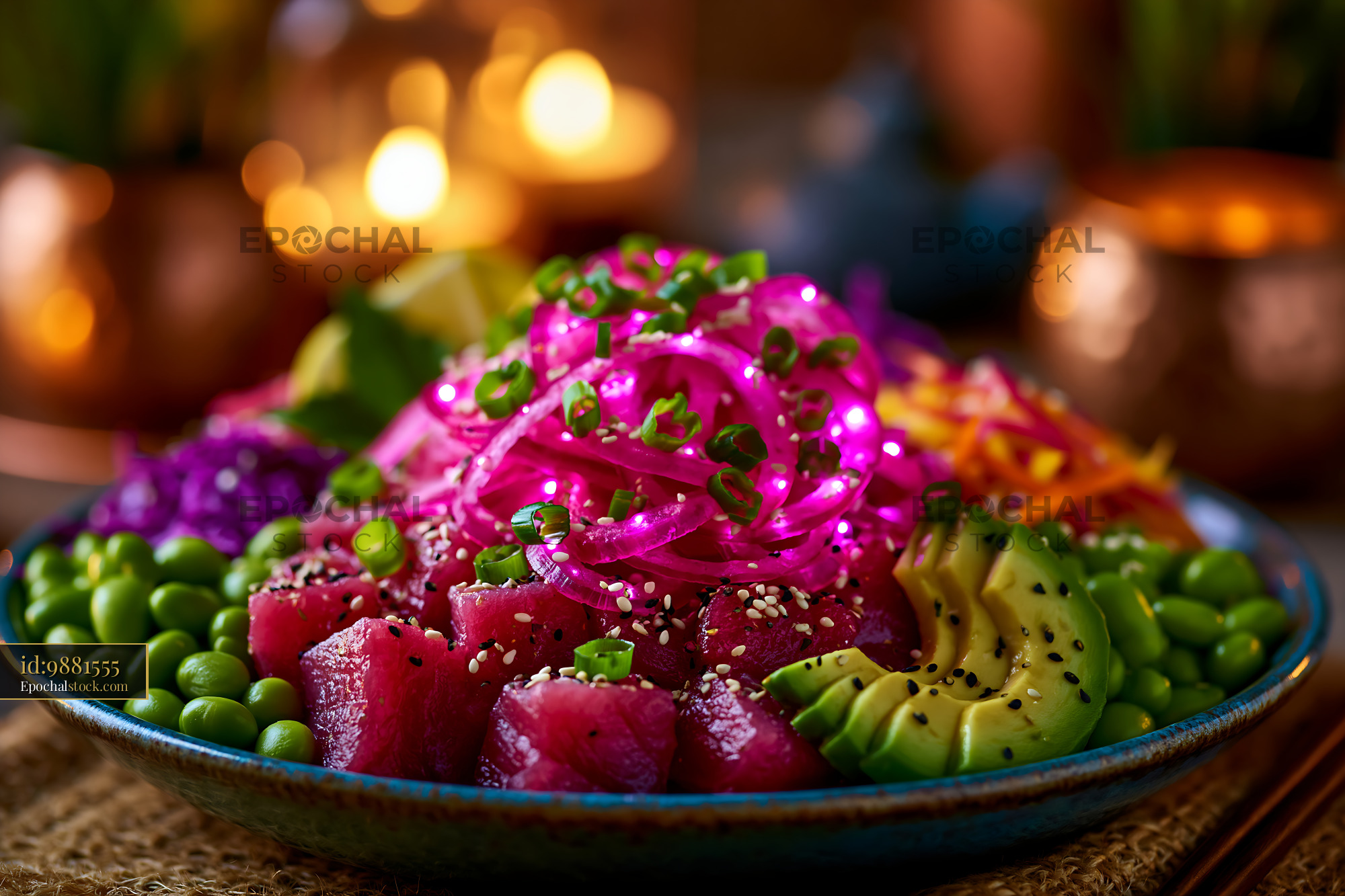 Watermarked full-resolution preview of Fresh salad with colorful vegetables and tuna on a plate