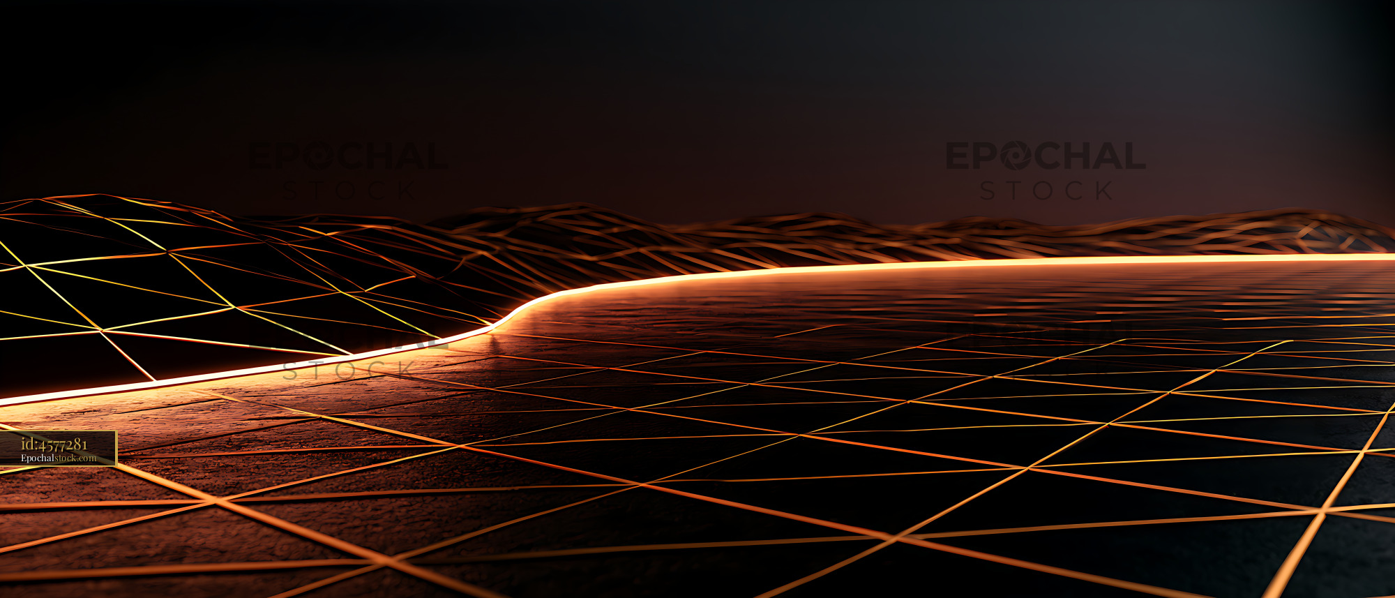 Watermarked full-resolution preview of Futuristic landscape with illuminated lines and grid patterns