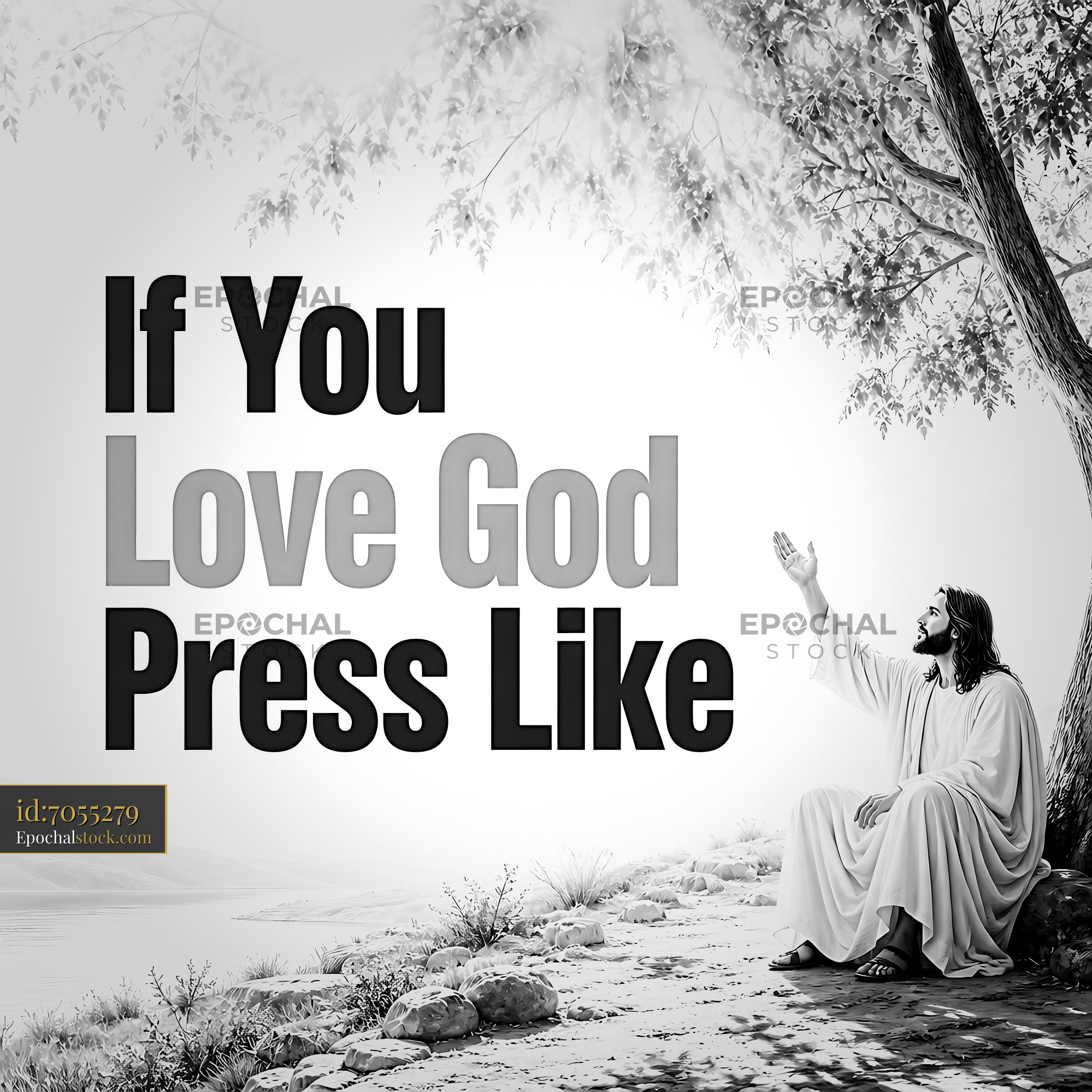 Watermarked full-resolution preview of Message encouraging faith shown through a figure in nature