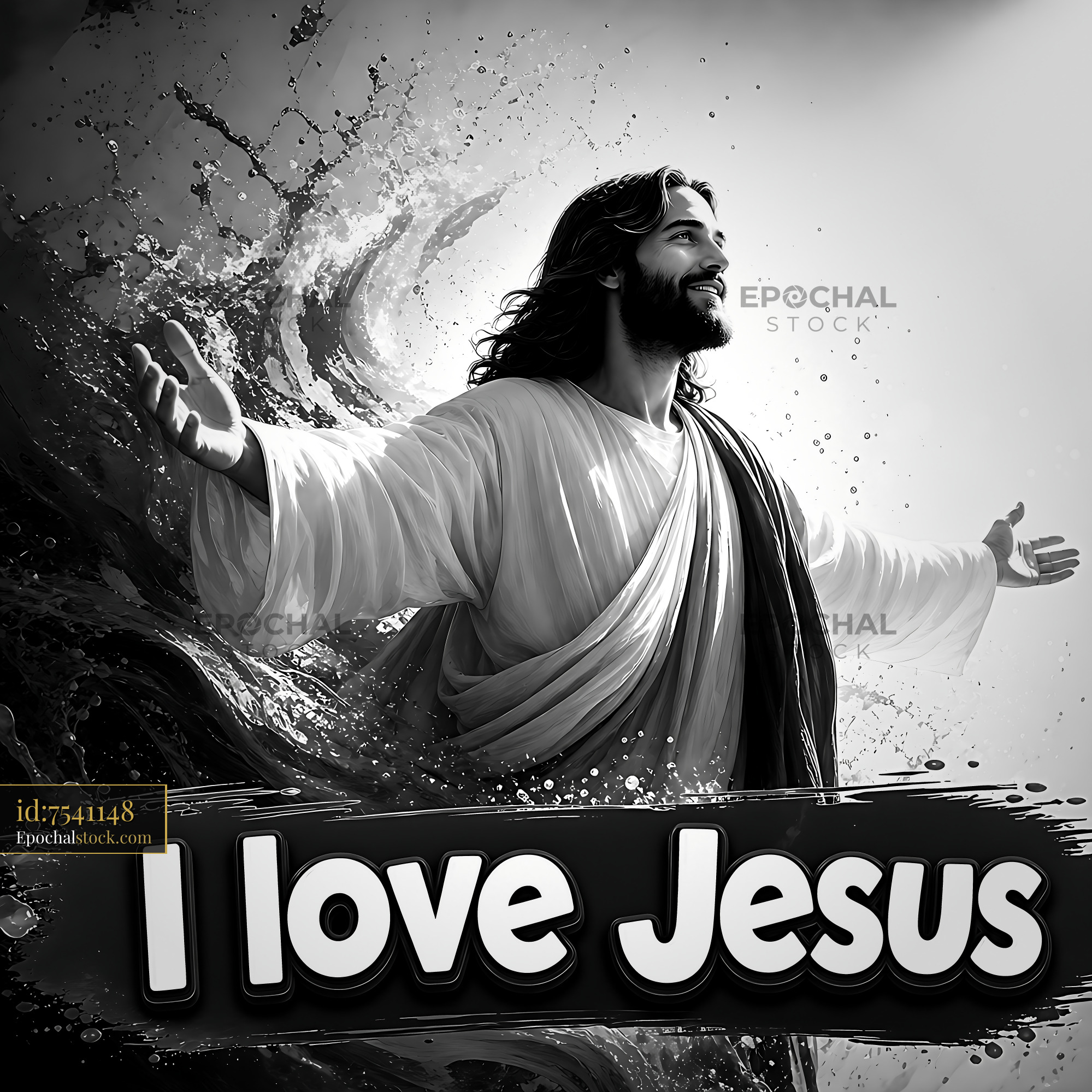 Watermarked full-resolution preview of Man with arms open, expressing devotion to Jesus