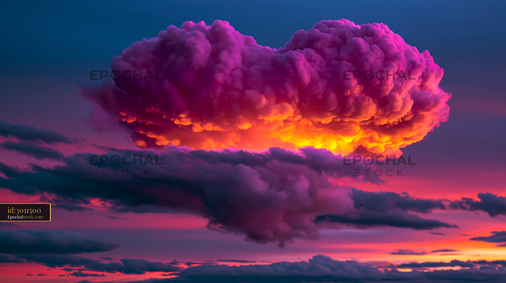 Watermarked full-resolution preview of Vibrant clouds during sunset create dramatic colors in the sky