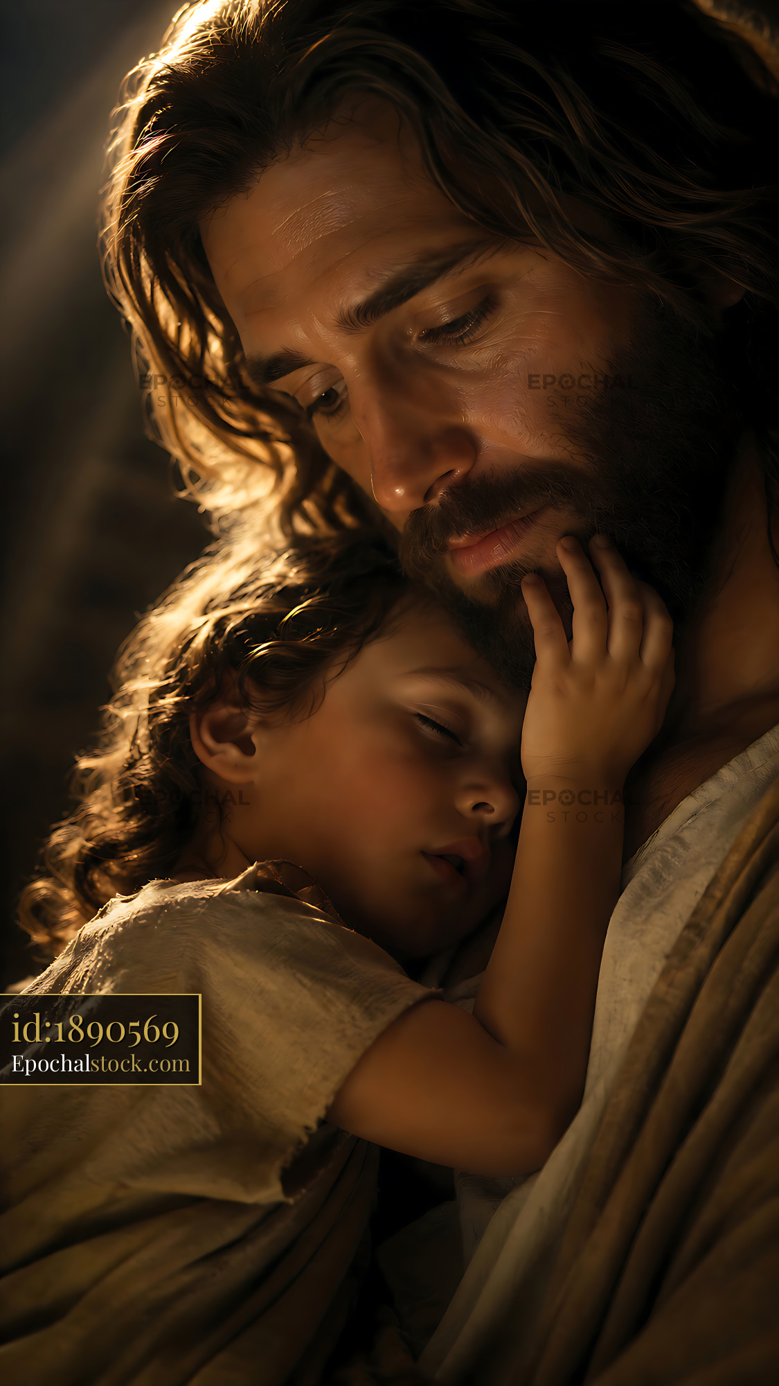 Watermarked full-resolution preview of Father and child sharing a moment in quiet setting