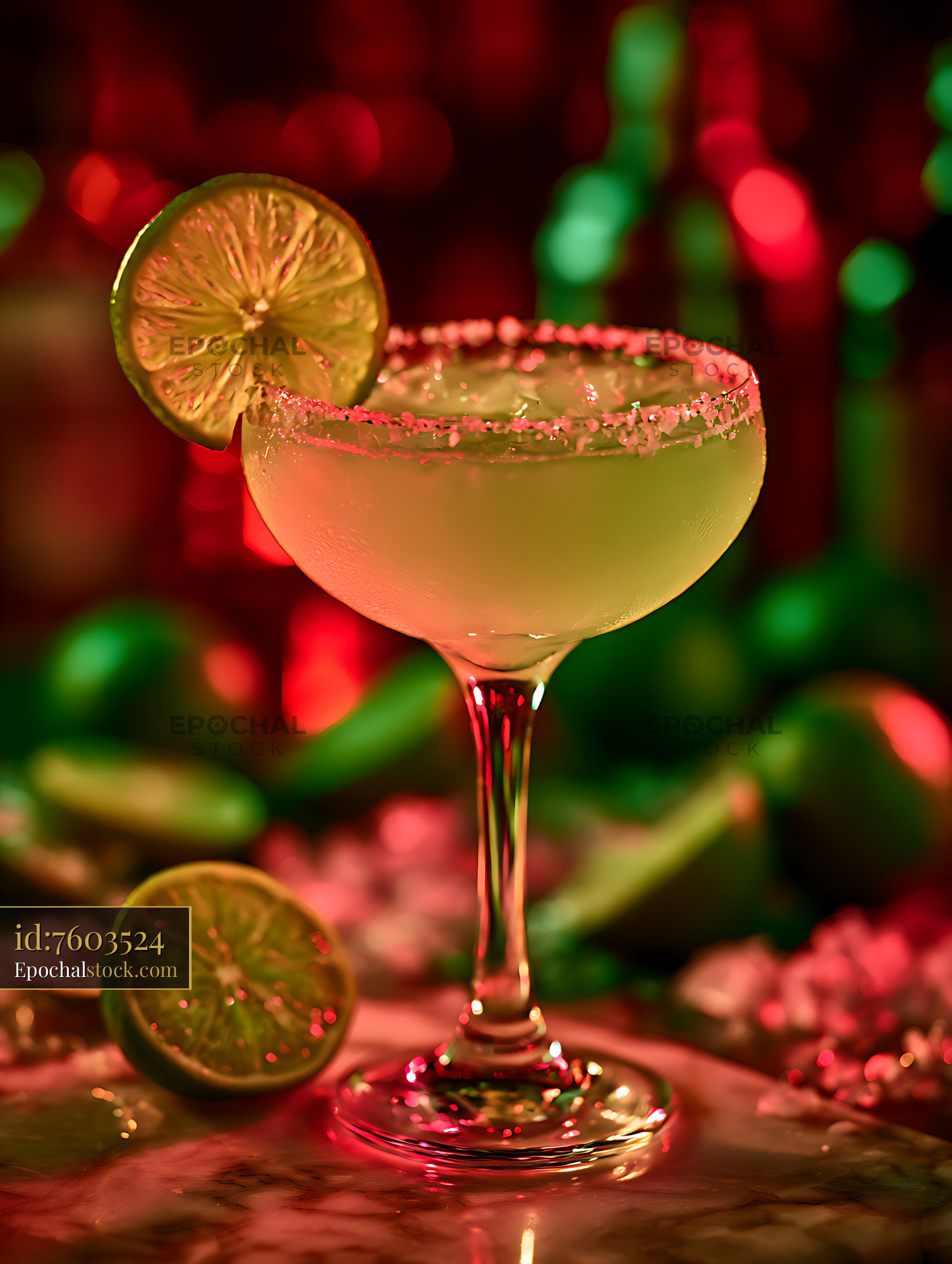 Watermarked full-resolution preview of Vibrant lime cocktail in a stemmed glass