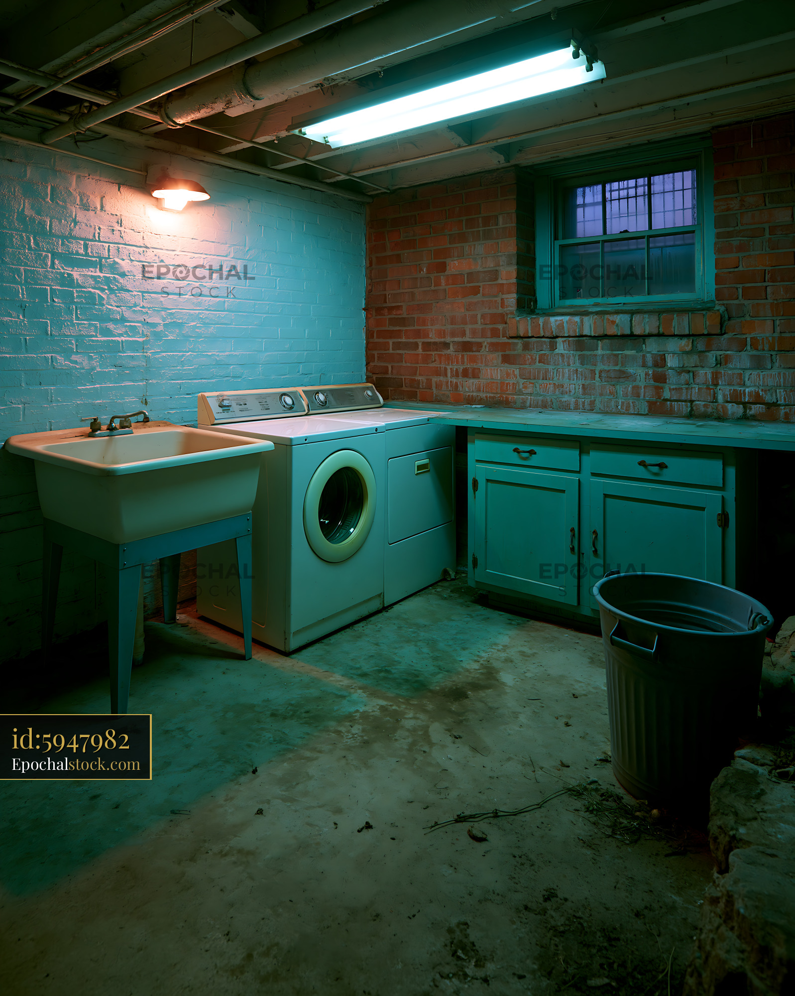 Watermarked full-resolution preview of Laundry room with washing machine and sink in basement
